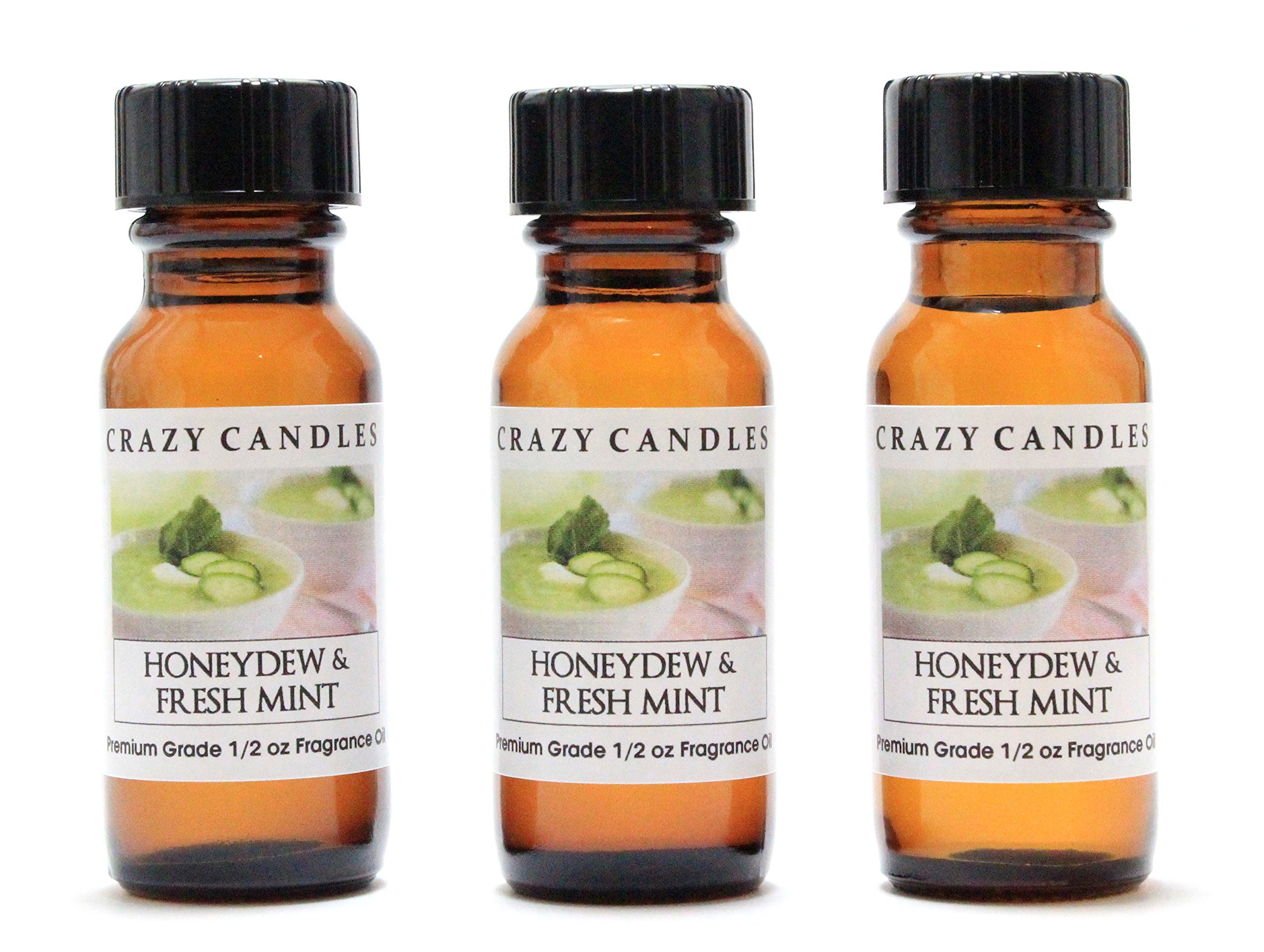 Premium Honeydew & Fresh Mint Scented Fragrance Oil - 3 Pack (1/2 FL Oz/15ml Each) - Aromatherapy, Candle Making, Soap & Diffuser Essential Oils