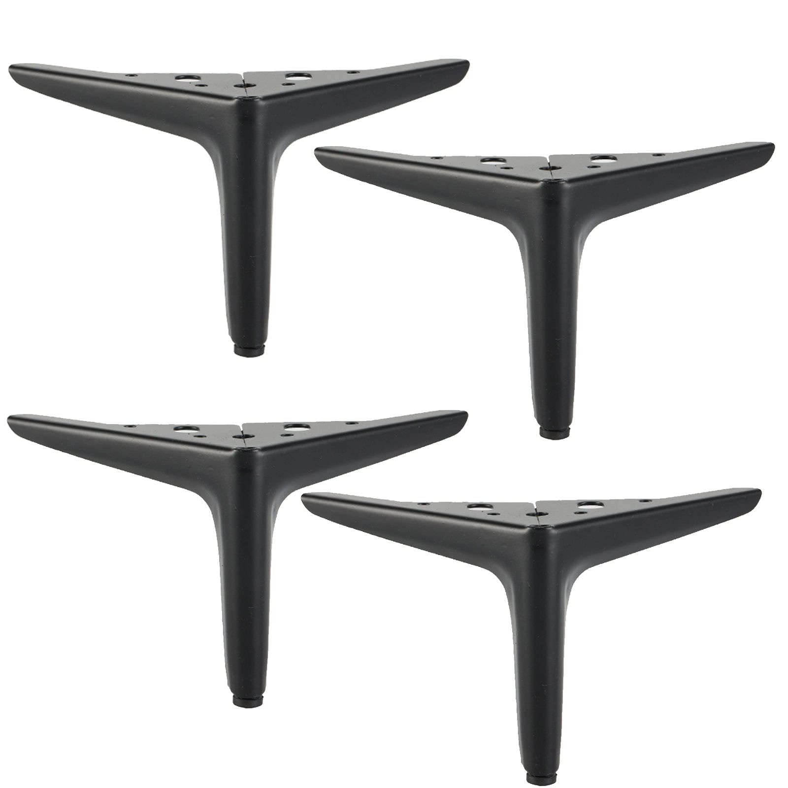 ROWGEE 4-Pack Triangle Metal Furniture Legs - 6 Inch Modern Carbon Steel Replacement Feet for Cabinets, Sofas, Chairs & Ottomans - Matte Black Finish | DIY Home Furniture Upgrade for Living Room, Bedroom & Office