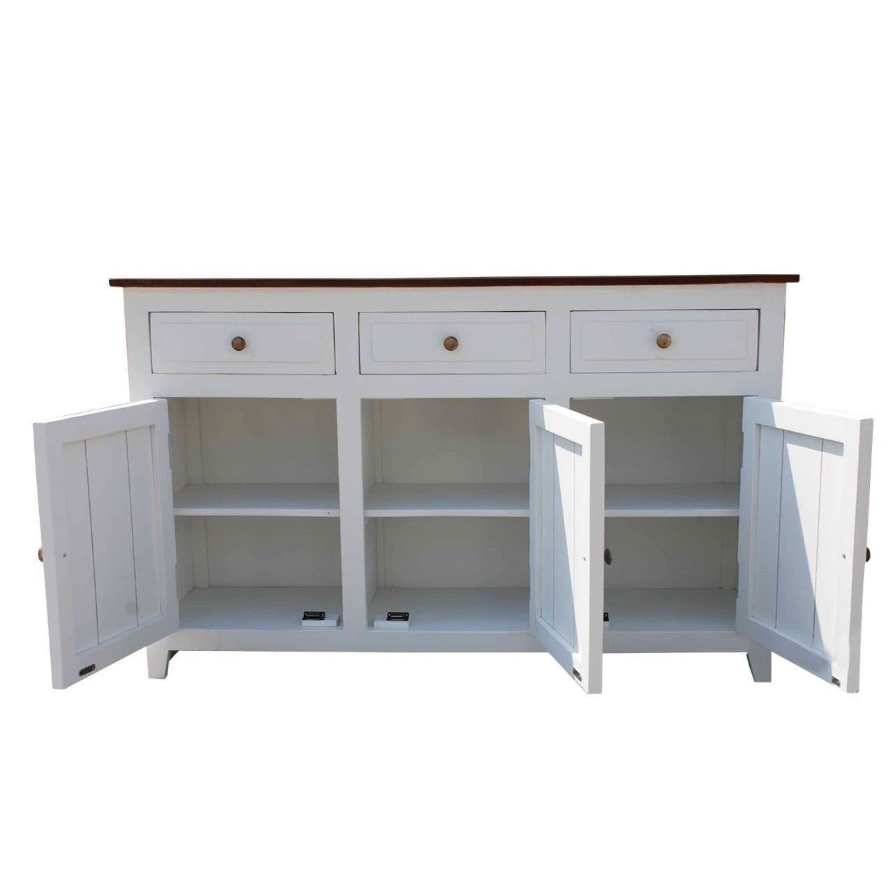 French Blanc Wooden Sideboard - Modern Farmhouse Buffet Cabinet with Storage for Dining Room, Living Room & Entryway | Solid Wood Furniture for Home Decor