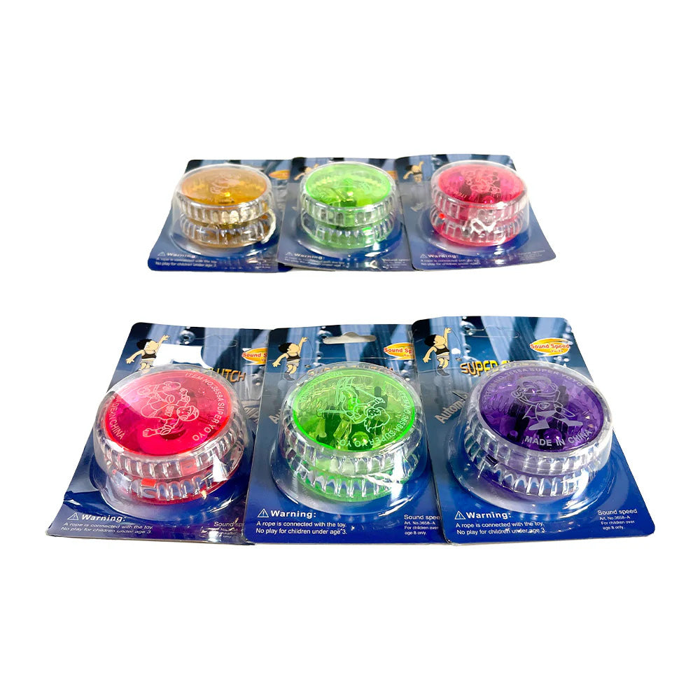 Glow in the Dark Yo-Yo Set - 12 Pack Assorted Colors | Light Up Yo-Yos for Kids, Party Favors, Nighttime Play & Outdoor Activities