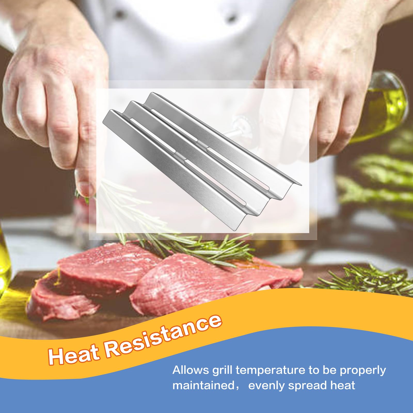 Napoleon LEX485/605/730 LE LD485 Series Gas Grill Replacement Heat Plates - Stainless Steel Burner Covers (16.5
