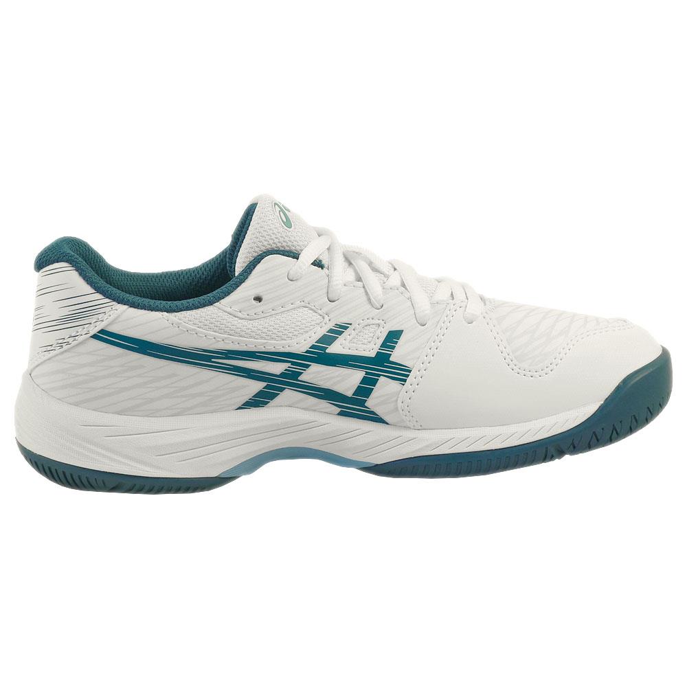 ASICS Junior Gel Game 9 GS Tennis Shoes for Kids - White/Restful Teal - Lightweight & Supportive Court Shoes for Junior Players - Perfect for Tennis Training & School Sports