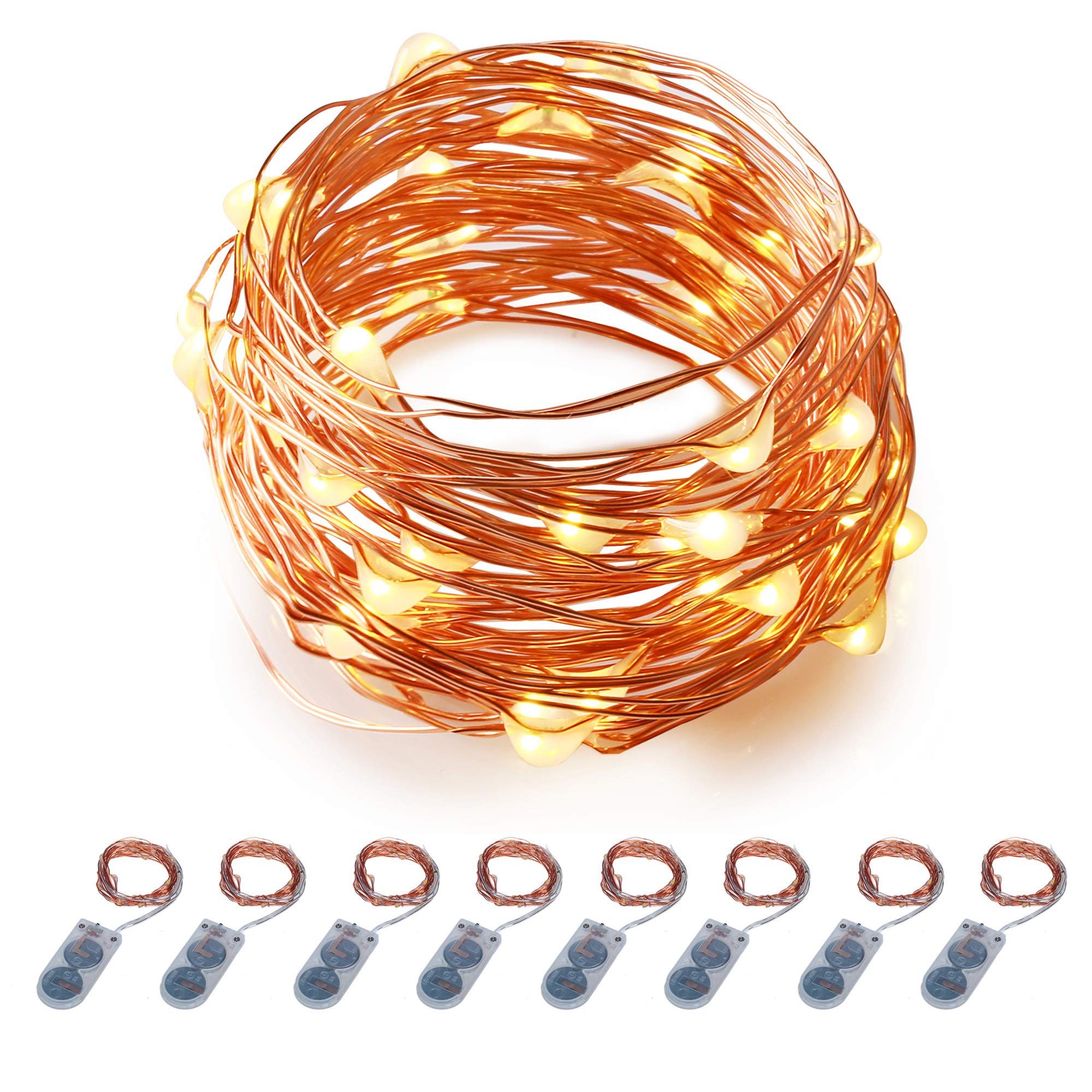 ITART 8-Pack Micro LED String Lights - Warm White Fairy Lights for Christmas, Wedding, Bedroom Decor