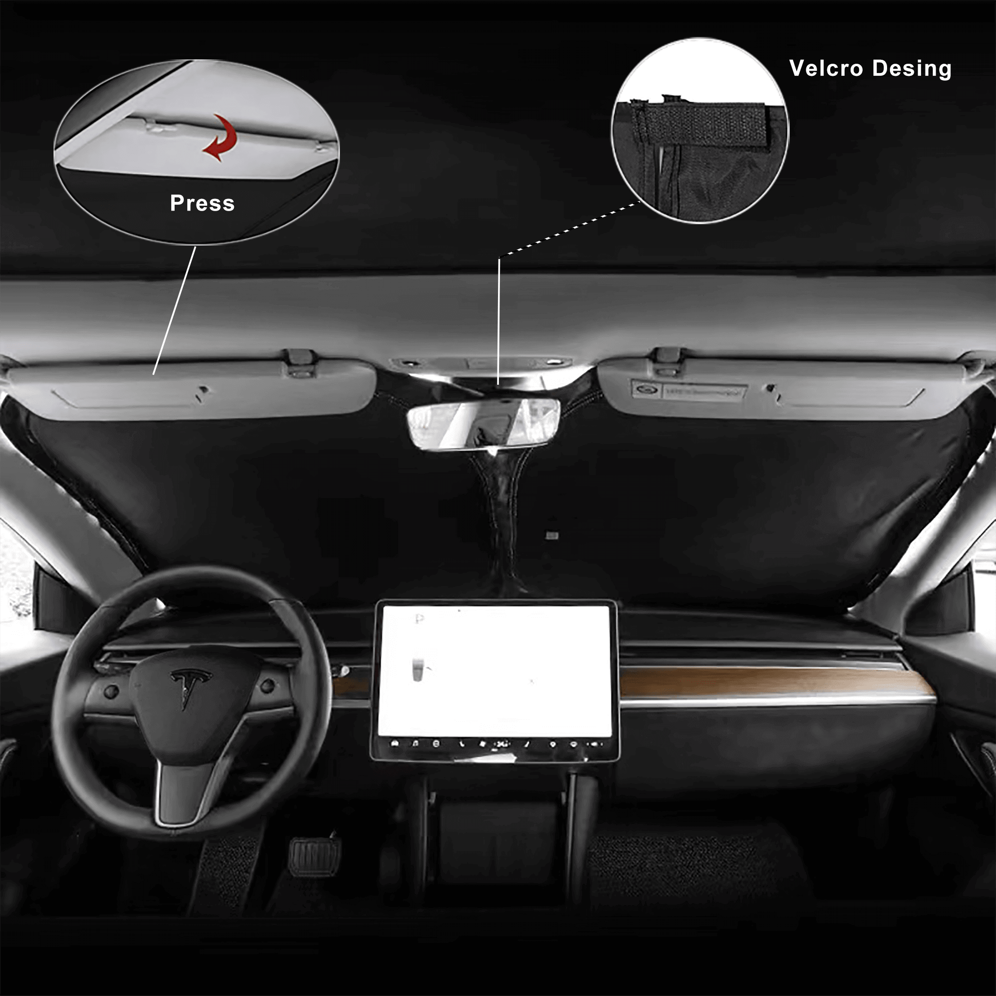 Tesla Model 3 Highland 2024 Sunshade Set - Roof & Windshield Sun Shade for Car Window Protection | UV Ray Blocking & Heat Reduction | Perfect for Summer Driving & Parking