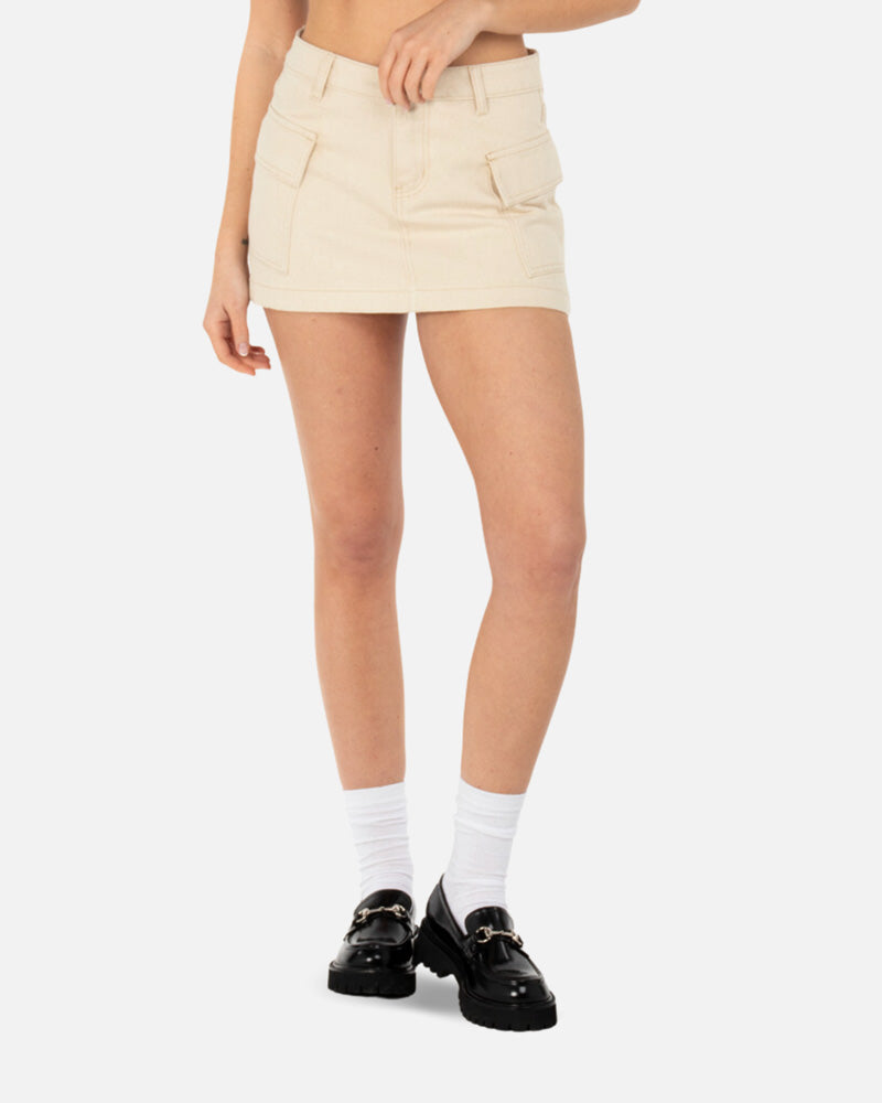 SSS Realism Dover Denim Cargo Skirt in Oatmeal - Stylish Women's Utility Skirt for Casual Outfits & Streetwear Fashion