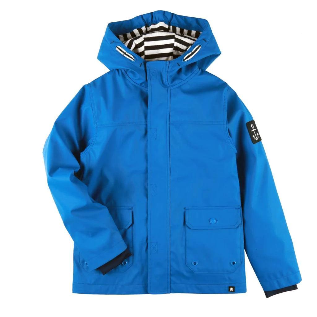 Conifere Blue Boys' Striped Raincoat - Waterproof Lightweight Jacket for Kids - Perfect for Outdoor Play, School & Rainy Day Adventures