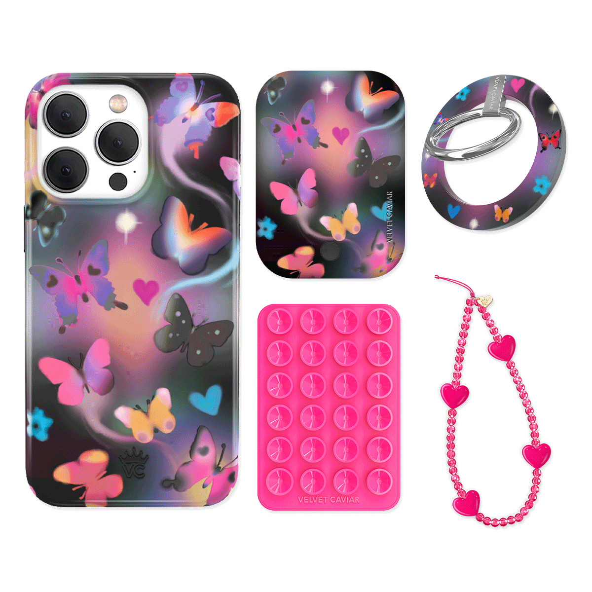 Aurora Butterfly iPhone Case with Grip - Stylish & Secure Phone Cover for iPhone 13/14/15 Pro Max - Perfect for Everyday Use, Travel & Outdoor Activities