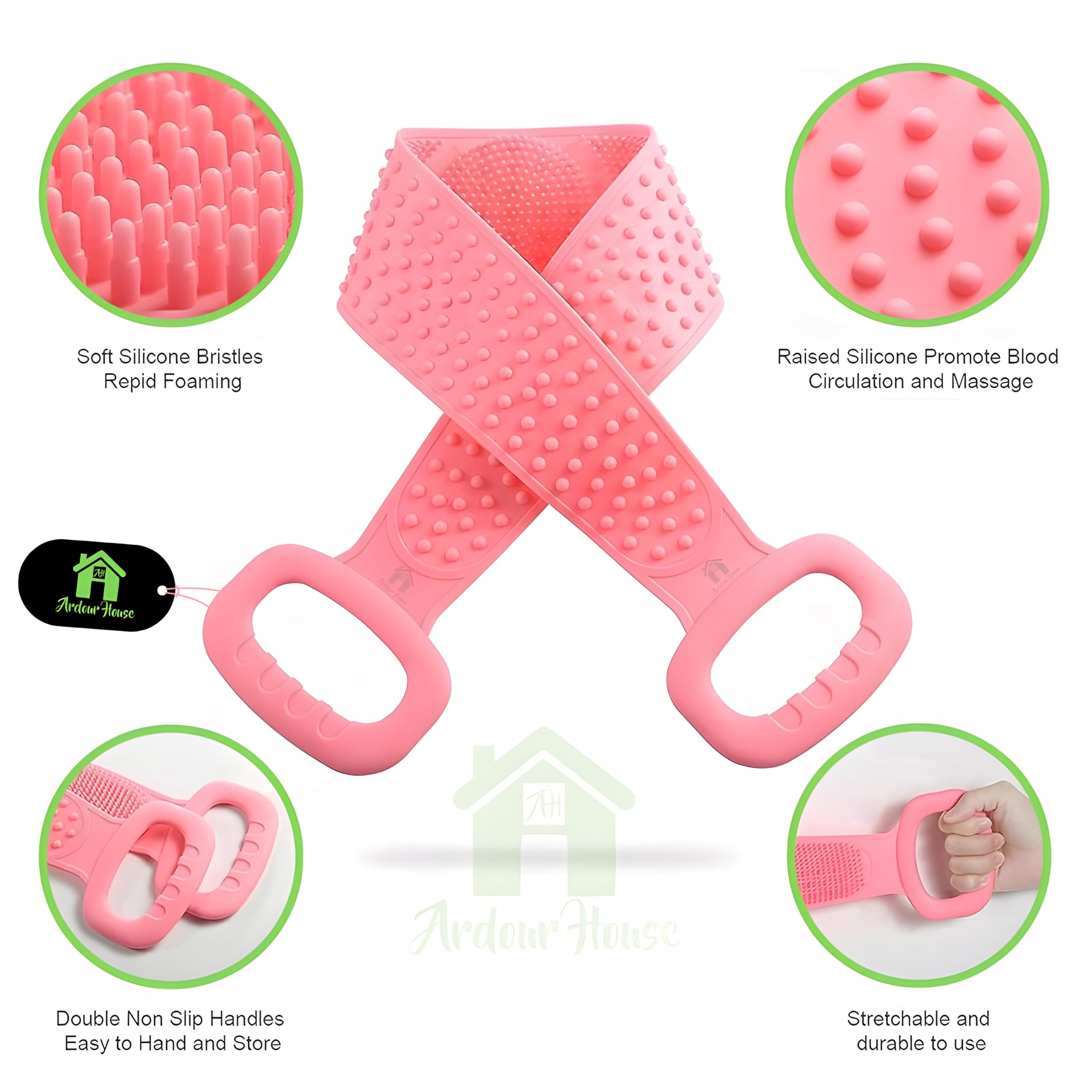 Soft Silicone Body Bath Brush Set with Shampoo Dispenser & Back Scrubber - 2 Piece Combo for Kids, Men & Women (Multi Color) - Gentle Exfoliation & Deep Cleaning for Shower, Bath & Spa Days
