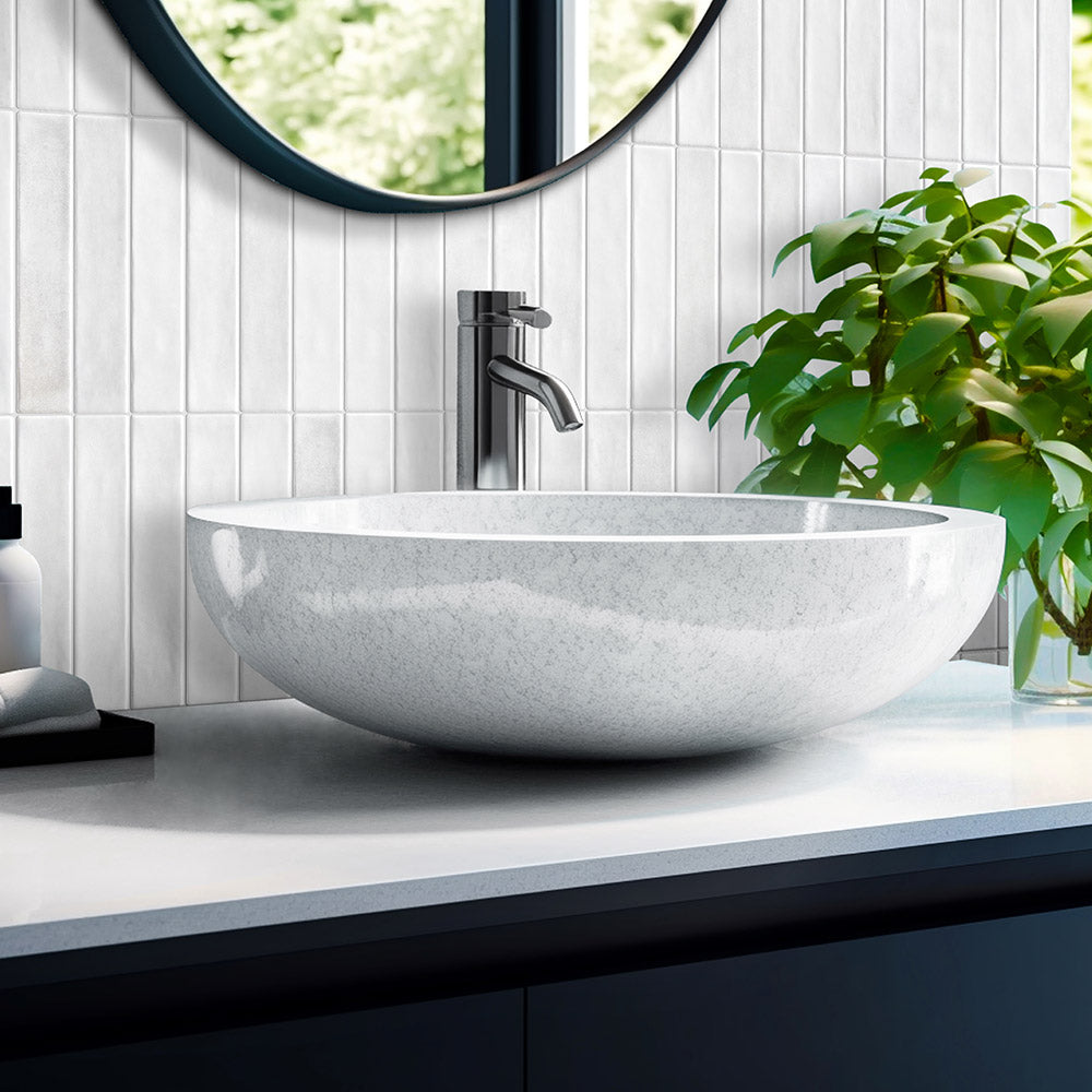 Premium Marrakesh White 250x50 Zellige Matte Subway Tile - Moroccan-Inspired Ceramic Wall & Backsplash Tile for Kitchen, Bathroom, and Shower Renovation