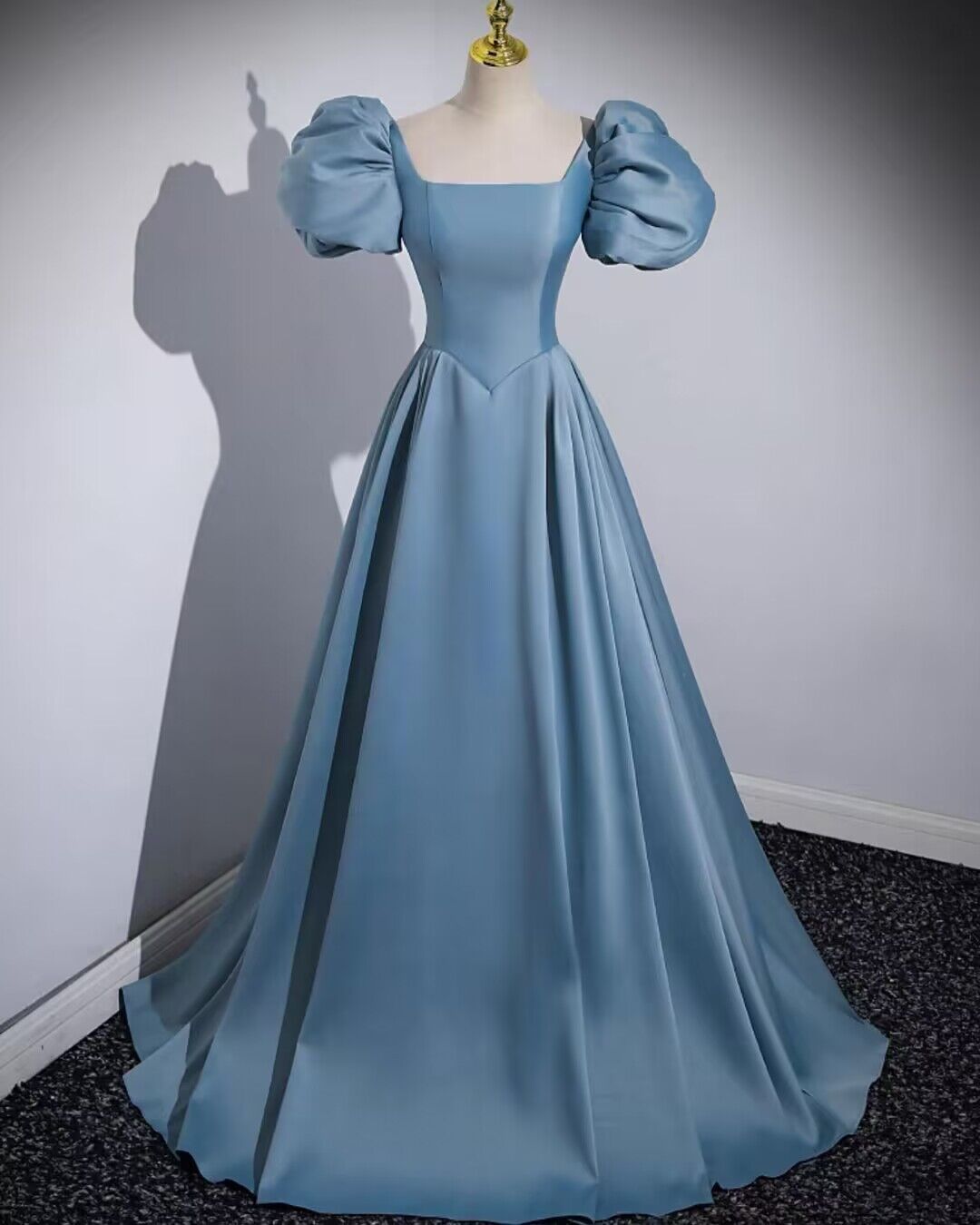 Blue A-Line Short Sleeve Prom Dress J2796 - Elegant Party Gown for Homecoming, Graduation & Formal Events