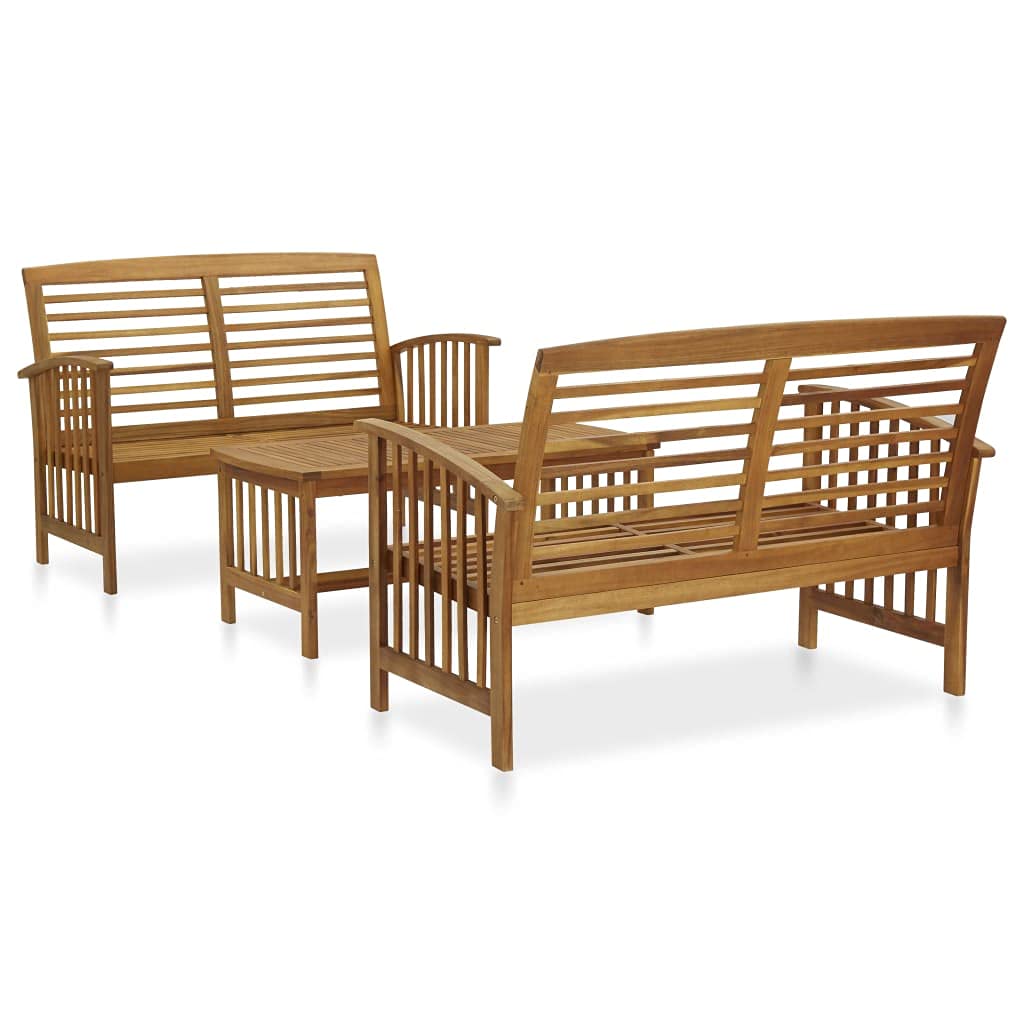 3-Piece Acacia Wood Patio Furniture Set - Outdoor Garden Lounge Sectional Sofa with Seat Cushions & Coffee Table - Perfect for Backyard, Poolside, and Deck Relaxation