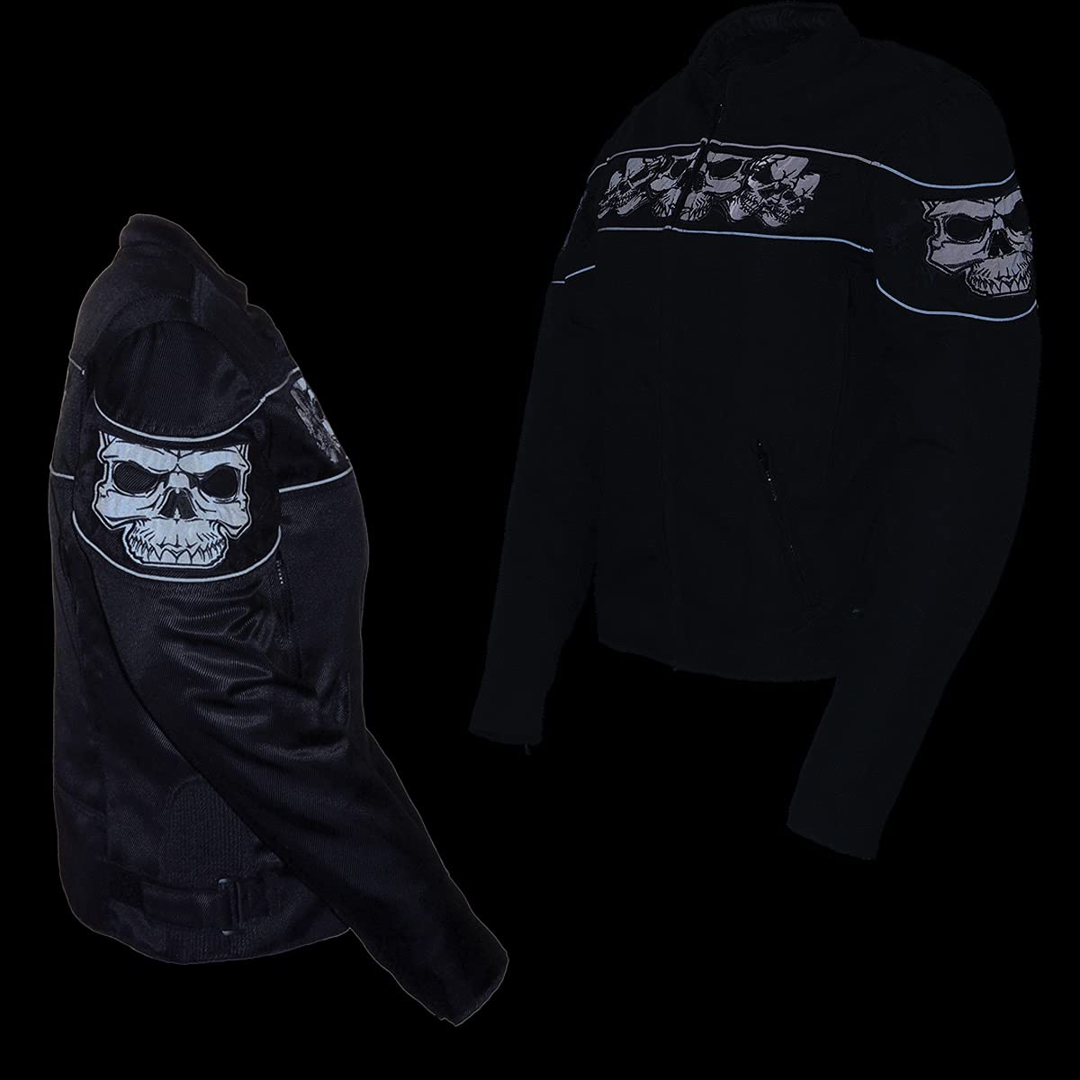 Milwaukee Leather MPL2730 Women's Black Crossover Textile Scooter Jacket with Reflective Skulls - Stylish & Protective Motorcycle Gear for Urban Commuting & Night Riding