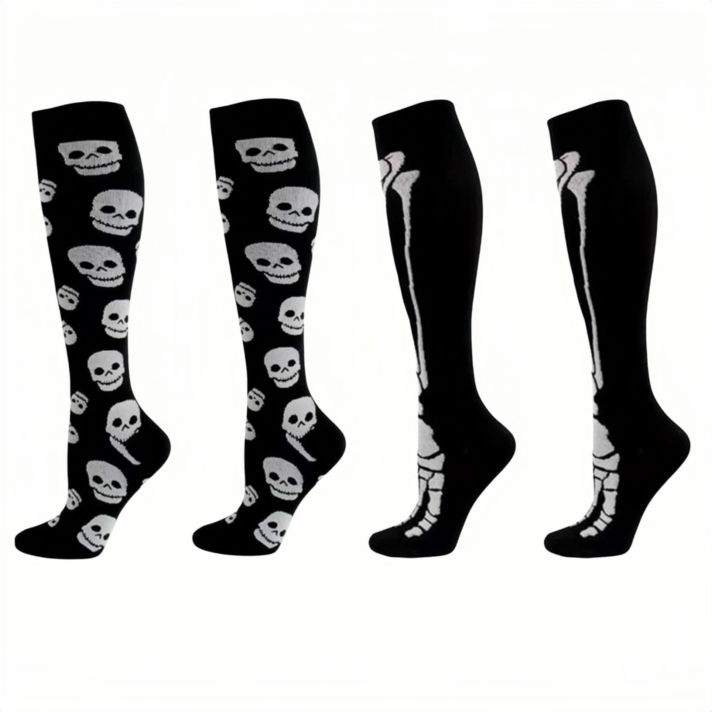 SamHeng Compression Socks for Women & Men - 2 Pairs Knee High Support Socks for Circulation, Running, Cycling, Sports & Travel - Perfect for Halloween, Athletic Activities & Long Flights