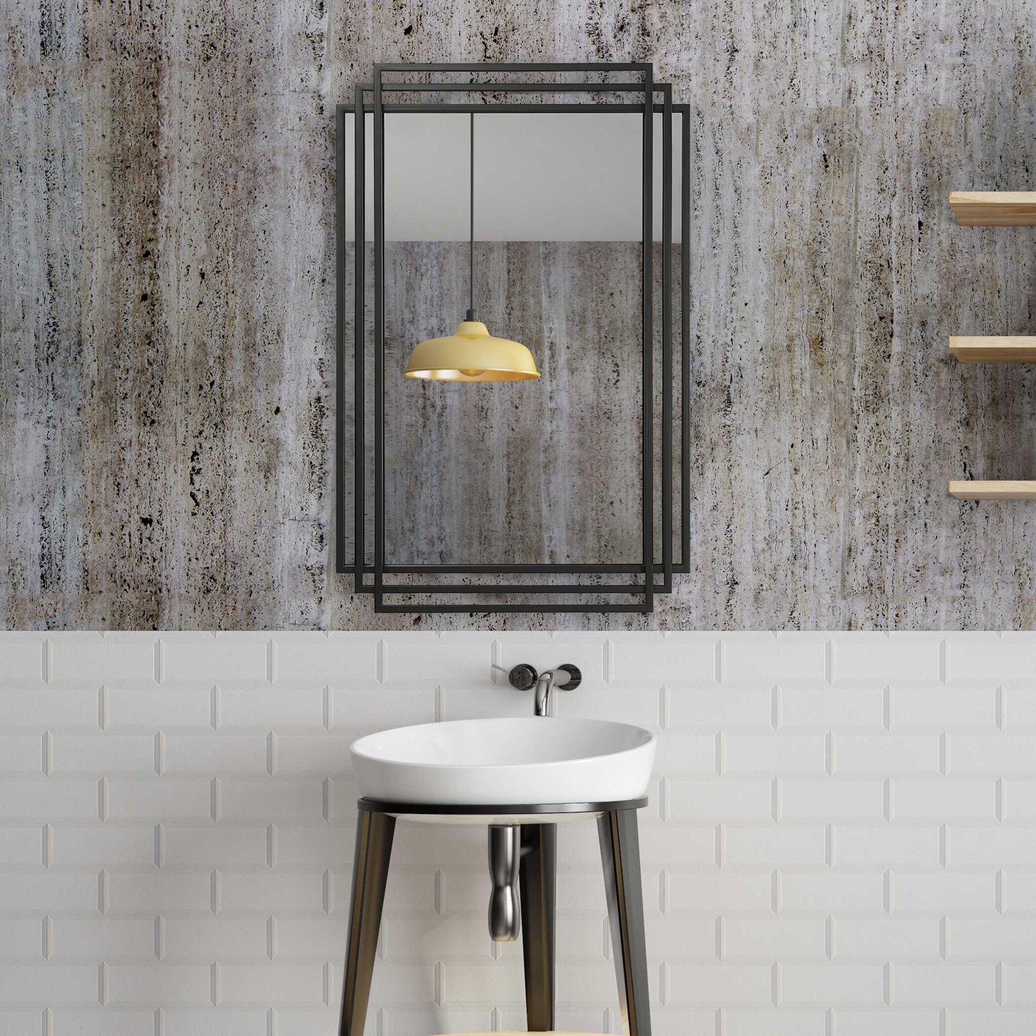 Black Iron Mirror by Amherst - Elegant Wall Decor for Living Room, Bedroom & Entryway