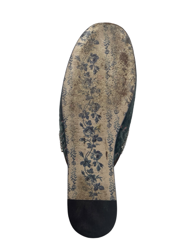 Gucci Velvet GG Monogram Crystal Mules for Women - Size 37 (US 7) - Luxury Designer House Slippers for Home, Parties & Special Occasions