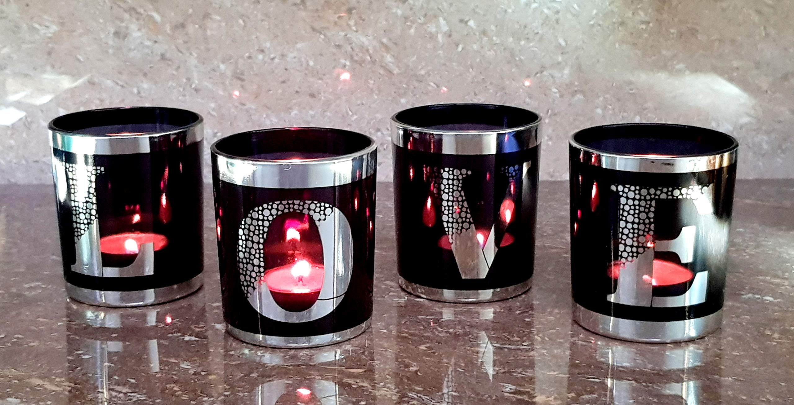 eSplanade Silver Tea Light Candle Holders - Set of 4 Votive Candle Holders for Valentine's Day, Party Decor, Home Decor, Anniversary - Perfect for Romantic Dinners, Weddings & Centerpieces