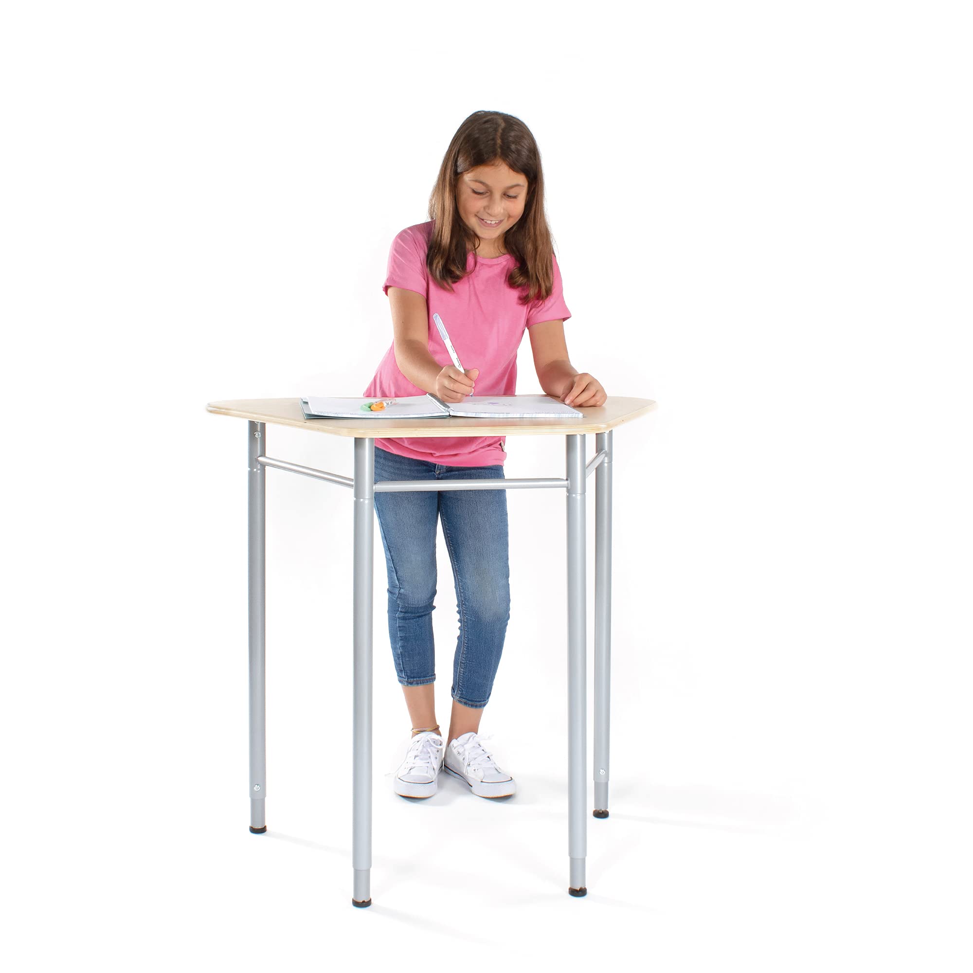 Guidecraft Adjustable Height Standing Desk for Adults & Kids - Ergonomic Modular Workstation with Metal Legs for Home Office, Classroom, Study & Remote Work