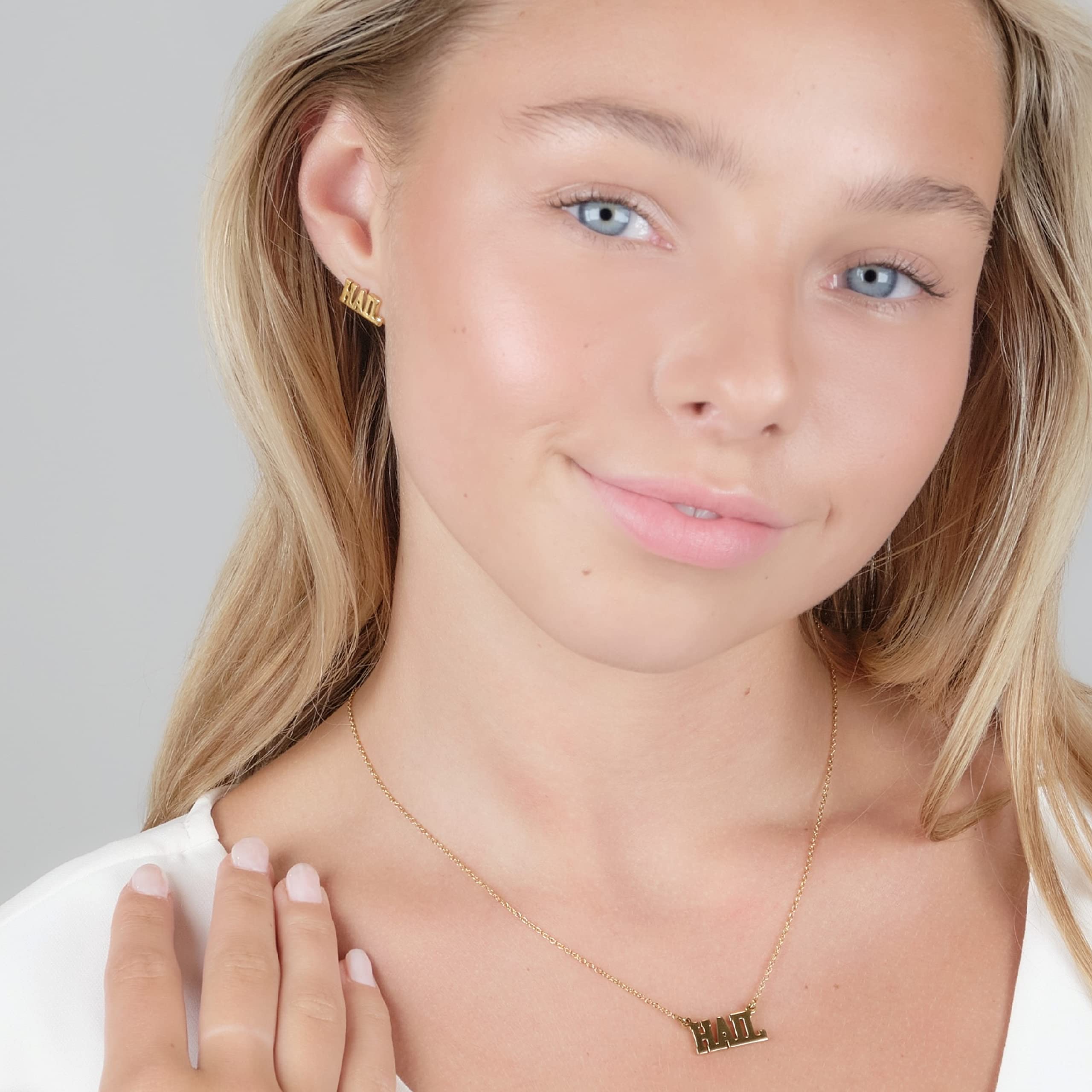 Michigan Wolverines Earrings for Women - 18K Gold Plated Hypoallergenic Stud Earrings - Stone Armory HAIL Collection - Perfect for Game Day, Alumni Events & Michigan Fans