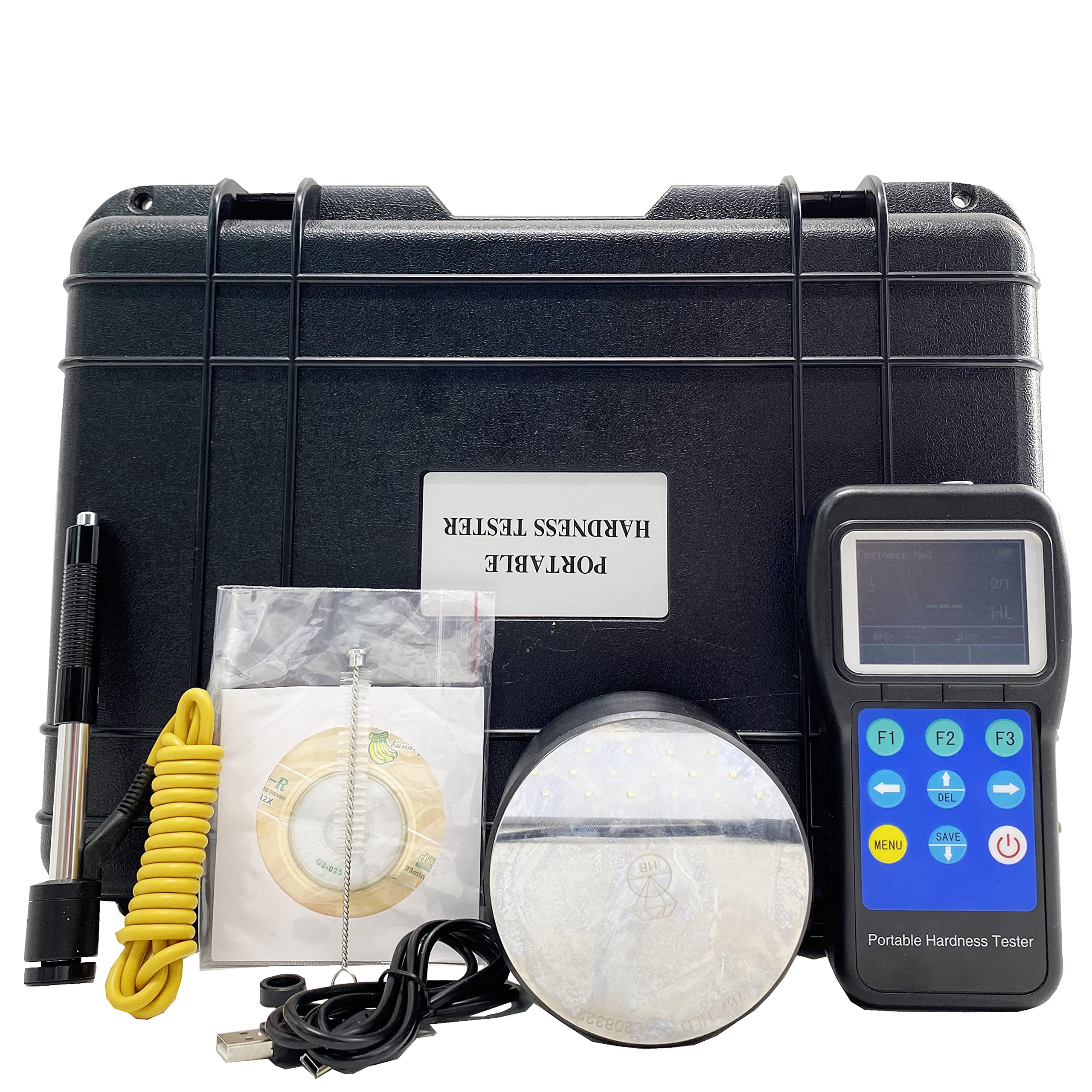 Portable Digital Hardness Tester - Durometer for Metal, Steel, Alloys | 600 Memory Groups | Ideal for Quality Control, Manufacturing & Material Testing