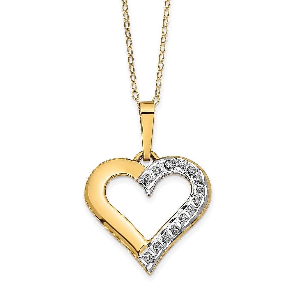 14K Yellow Gold Diamond Heart Pendant Necklace for Women - Elegant Love Charm Jewelry Gift for Her - Perfect for Anniversaries, Valentine's Day & Special Occasions