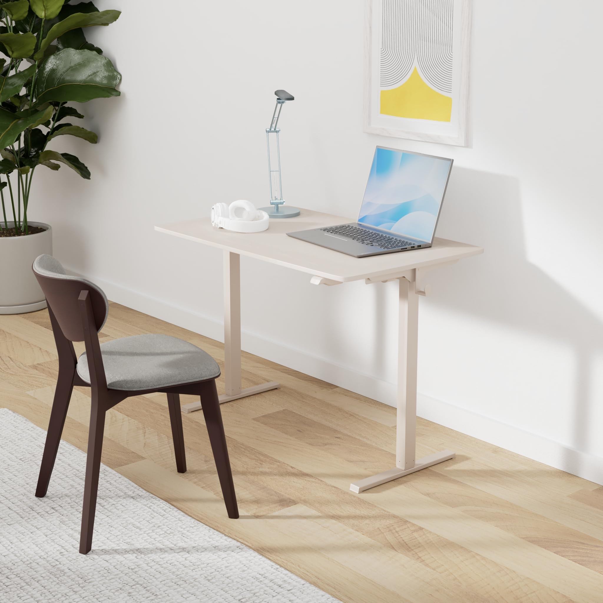 Flexispot EN1 Electric Height Adjustable Standing Desk 40 x 24 Inches - Whole-Piece Maple Top & White Frame - Sit Stand Home Office Desk for Work, Study & Gaming (Ergonomic Workspace Solution)
