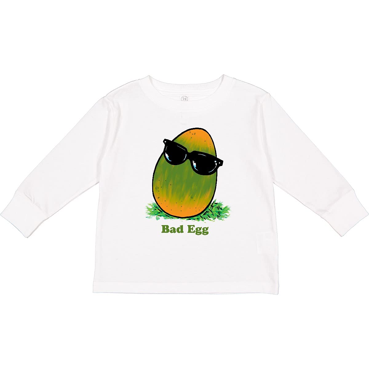 Inktastic Easter Green and Yellow Bad Egg Toddler Long Sleeve T-Shirt - Cute Holiday Outfit for Boys & Girls, Easter Egg Hunt, Family Photos, Spring Celebrations