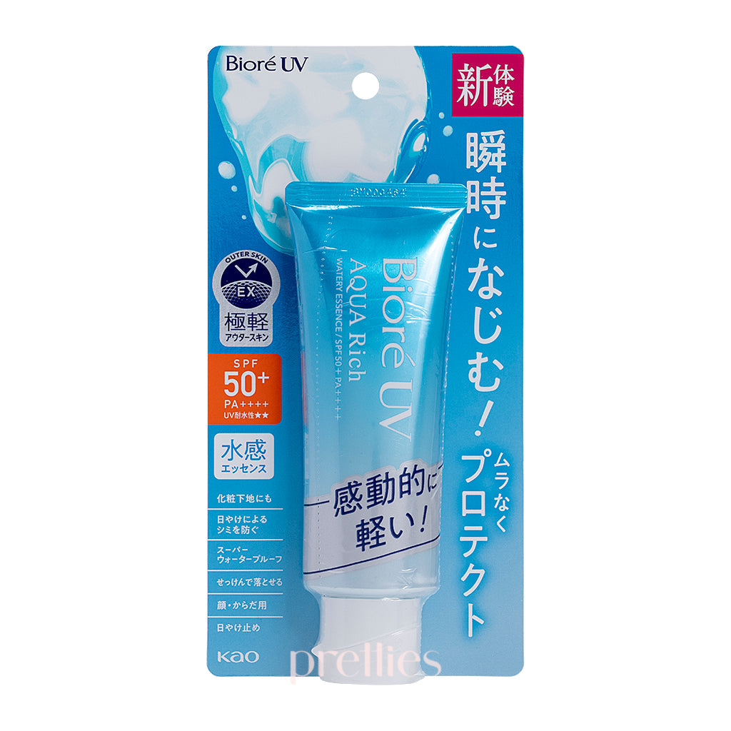BIORE UV Aqua Rich Watery Essence SPF50+ PA++++ Sunscreen 70g - Lightweight, Hydrating & Non-Greasy for Daily Face & Body Protection - Perfect for Outdoor Activities, Travel & Beach