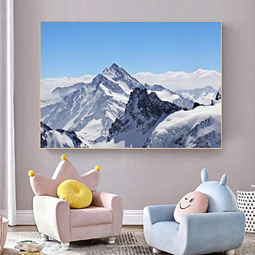 YINSHENG Art Deco Pop Art HD Oil Painting Canvas - Snow Mountain Landscape Wall Art for Living Room Decor | Premium Printed Canvas Wall Art for Home, Office & Bedroom Decoration