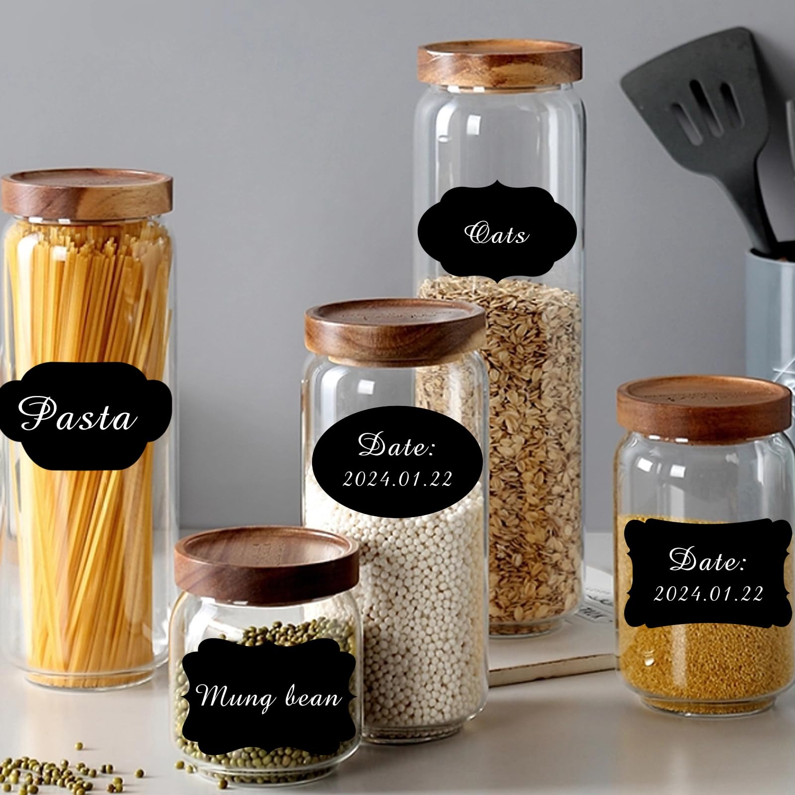 Starboling Chalkboard Labels - 200 Pcs 3x2 Inch Reusable Waterproof Blackboard Stickers with White Chalk Marker for Jars, Bottles & Storage Bins - Perfect for Kitchen Pantry Organization, Classroom Supplies & Home Decor Labeling
