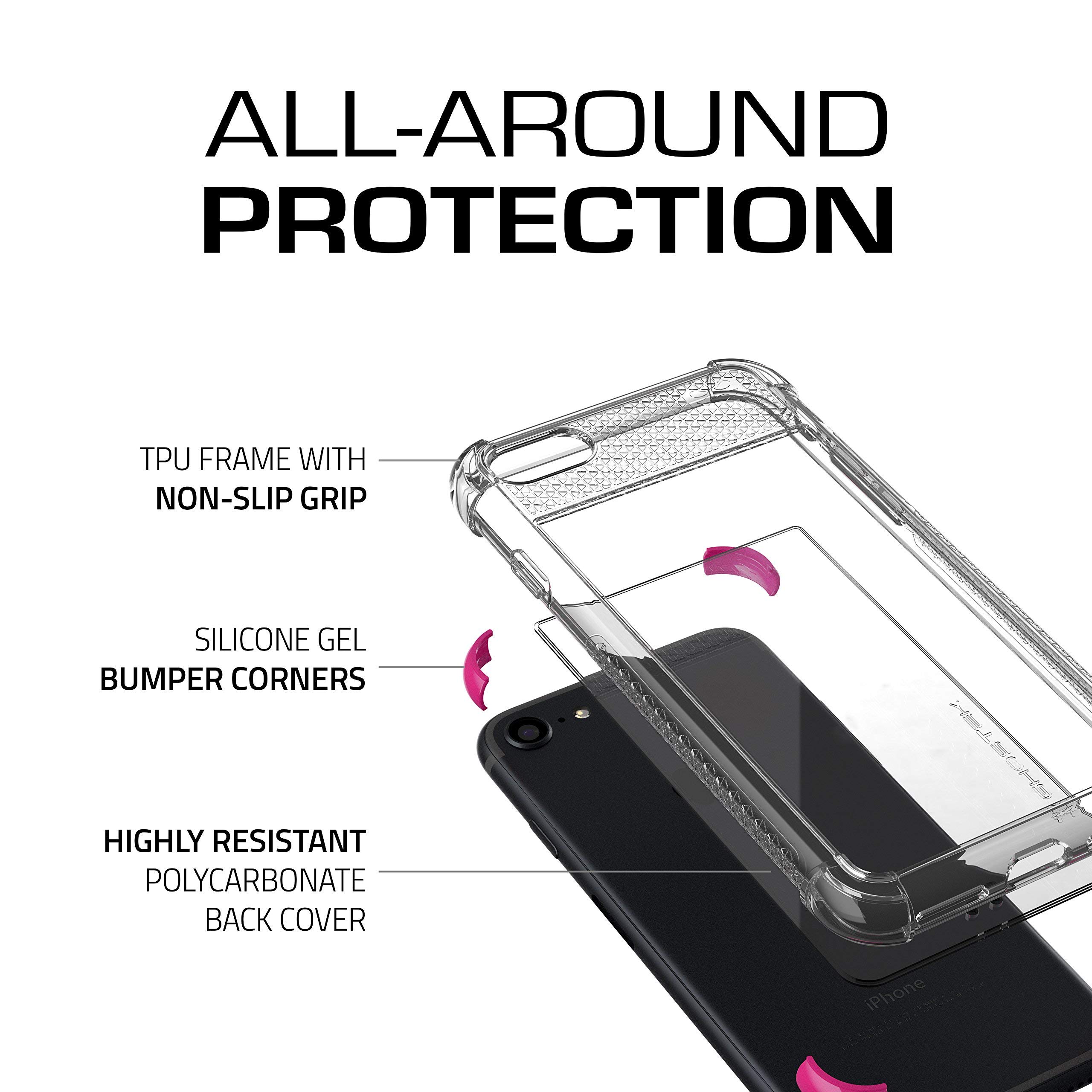 Ghostek Covert Clear Silicone Case for iPhone SE (2020) / iPhone 8 / iPhone 7 - Anti-Slip Grip & Shockproof Drop Protection - Pink Protective Phone Cover for Everyday Use & Outdoor Activities