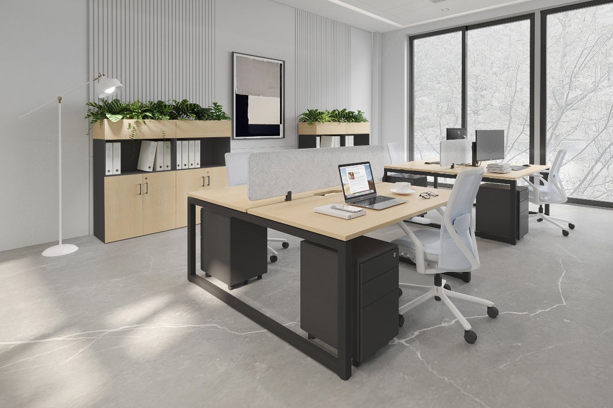 Quadro Loop Legs 2 Person Office Workstation - 1600L x 800W with Cable Management - Modern Shared Desk for Collaborative Workspaces & Home Offices