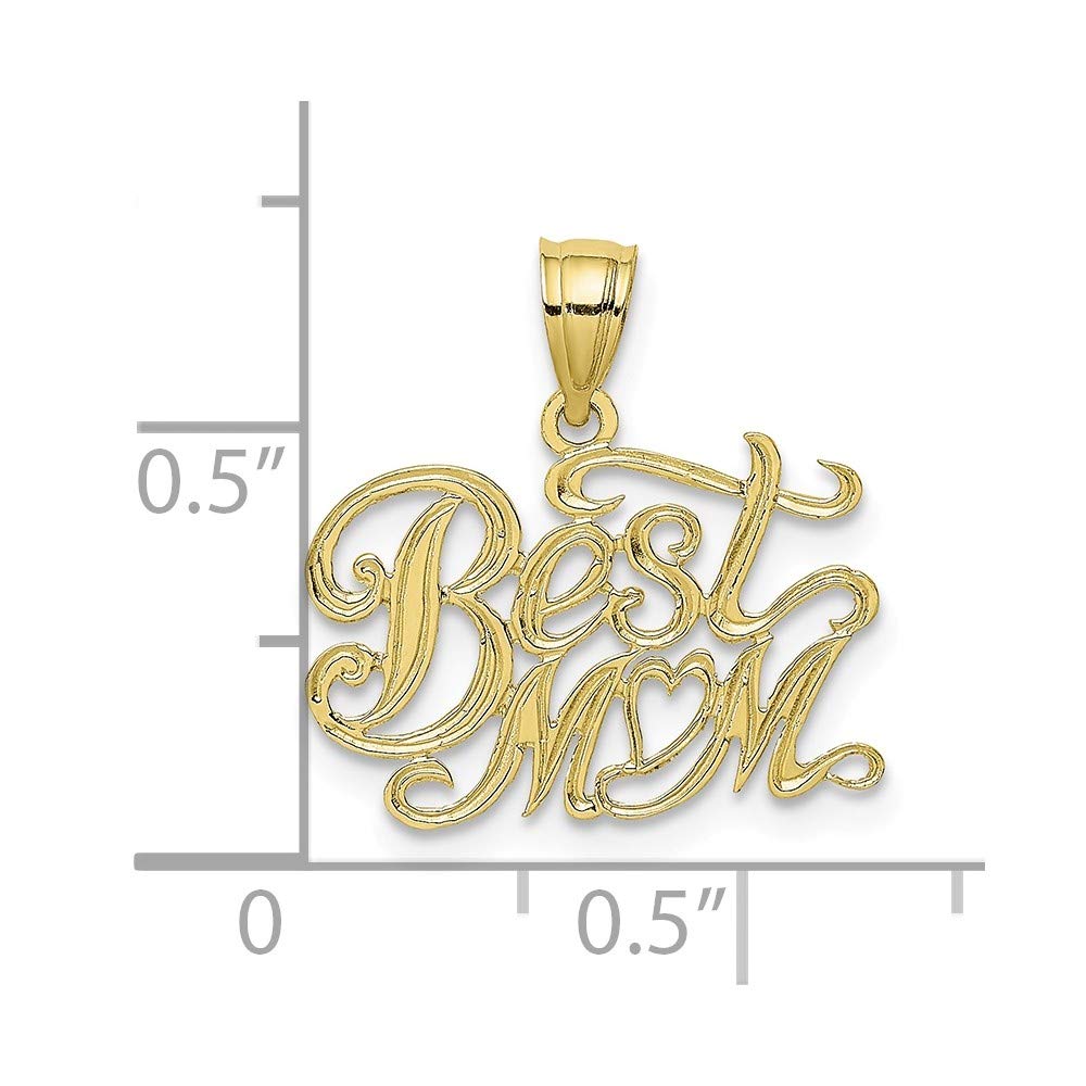 10K Yellow Gold Best Mom Pendant Necklace - Elegant Heart Charm Gift for Mother's Day, Birthday, Anniversary | Perfect for Everyday Wear & Special Occasions