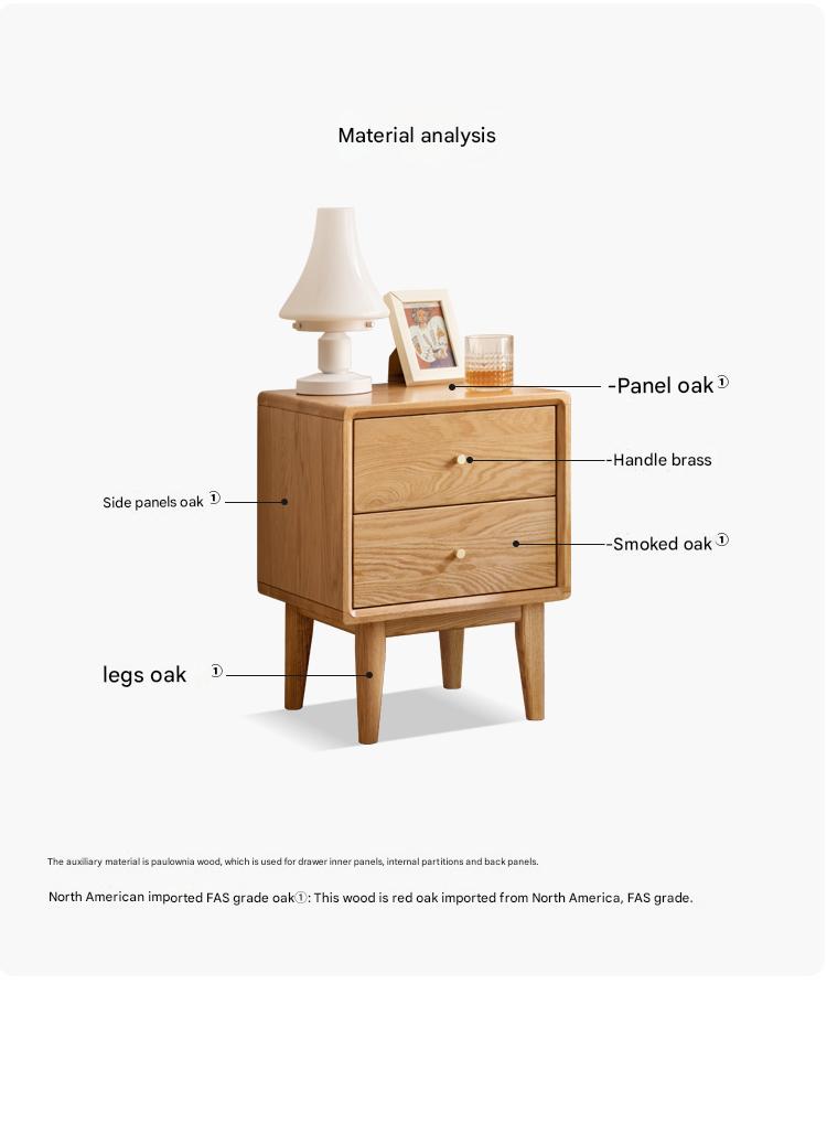 Solid Oak Wood Nightstand - Sturdy Bedside Table with Drawer for Bedroom, Living Room, or Office - Perfect for Storage & Decor