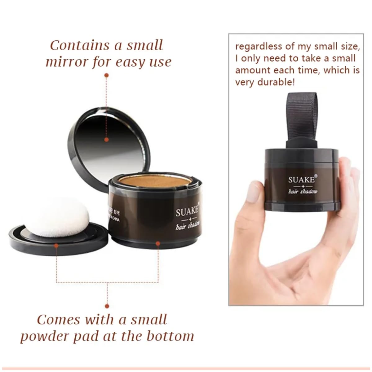 Hairline Shadow Powder for Instant Hair Coverage - Coffee Brown Hair Root Touch Up & Dye Makeup (1 Count) | Perfect for Bald Spots, Thinning Hair & Natural-Looking Hairline Enhancement