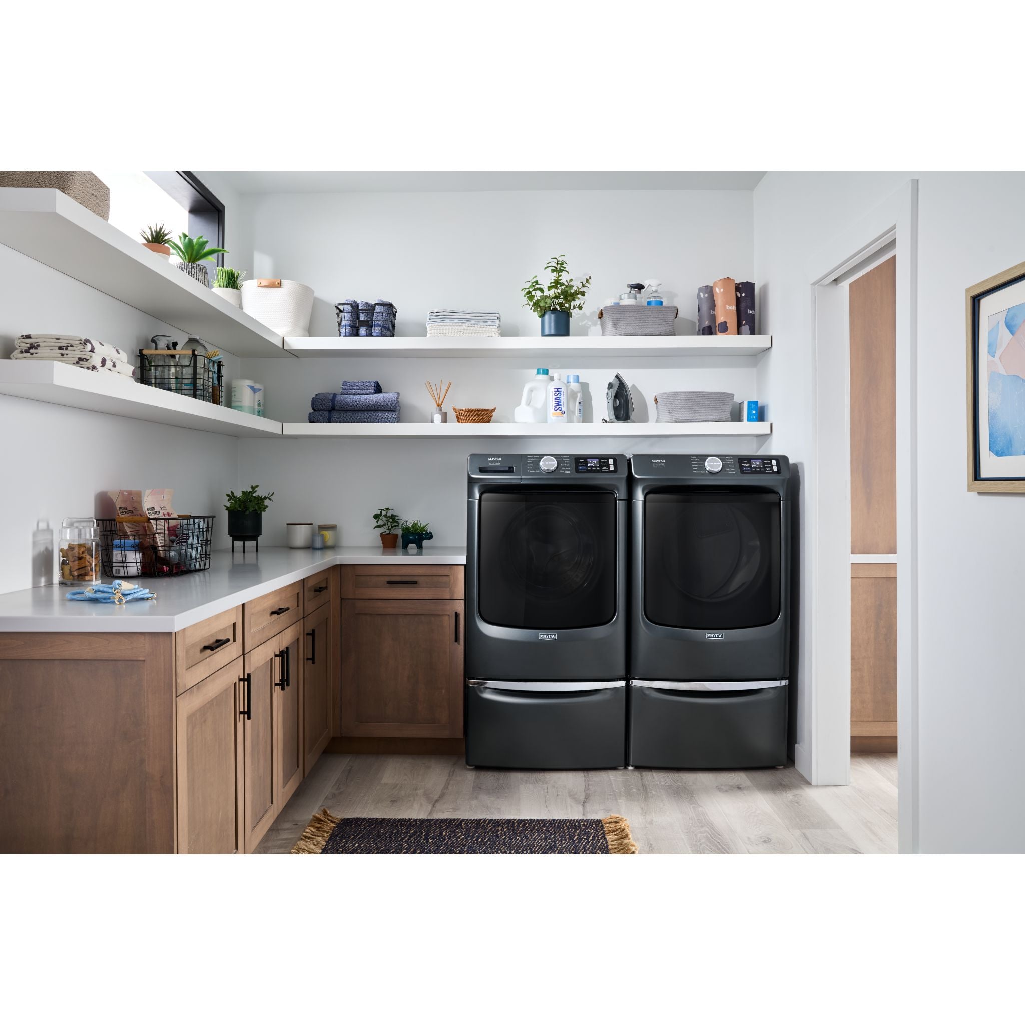 Maytag Front Load Washer and Dryer Set (Pet Pro) MFW7020RF & YMED7020RF in Midnight Steel - Perfect for Pet Owners & Large Families with Heavy-Duty Laundry Needs