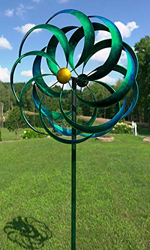Marshall Kinetic Aruba Windward Spinner - 84 Inch Blue & Green Outdoor Wind Spinner for Garden, Yard & Patio Decoration | Durable Weather-Resistant Wind Spinner for Home & Garden Decor