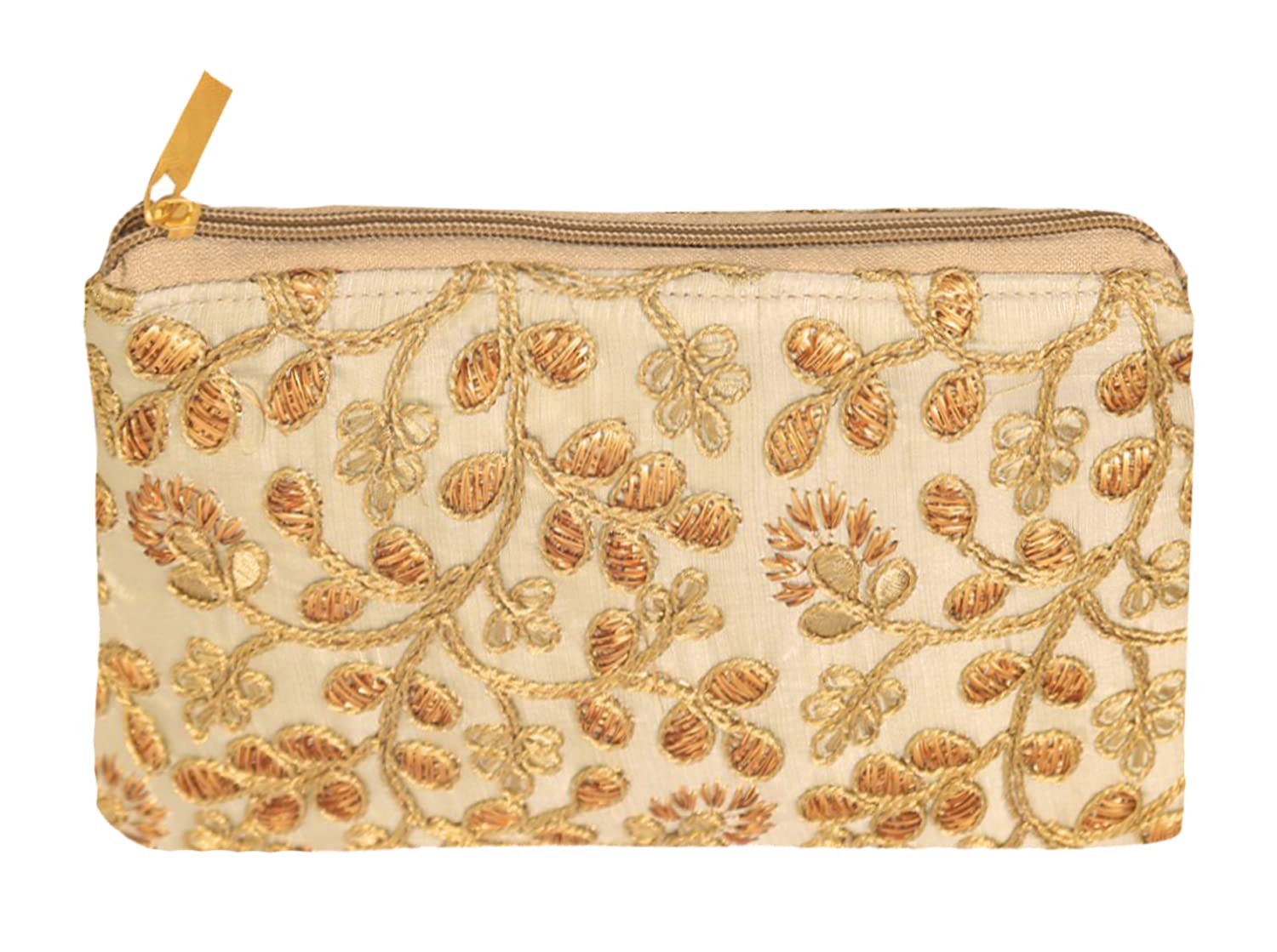 Kuber Industries Women's Embroidered Handbag Wallet for Party Wedding Dating - Elegant Cream Clutch Purse | Perfect for Evening Events, Bridal Accessories & Special Occasions (HS39KUBMART022028)