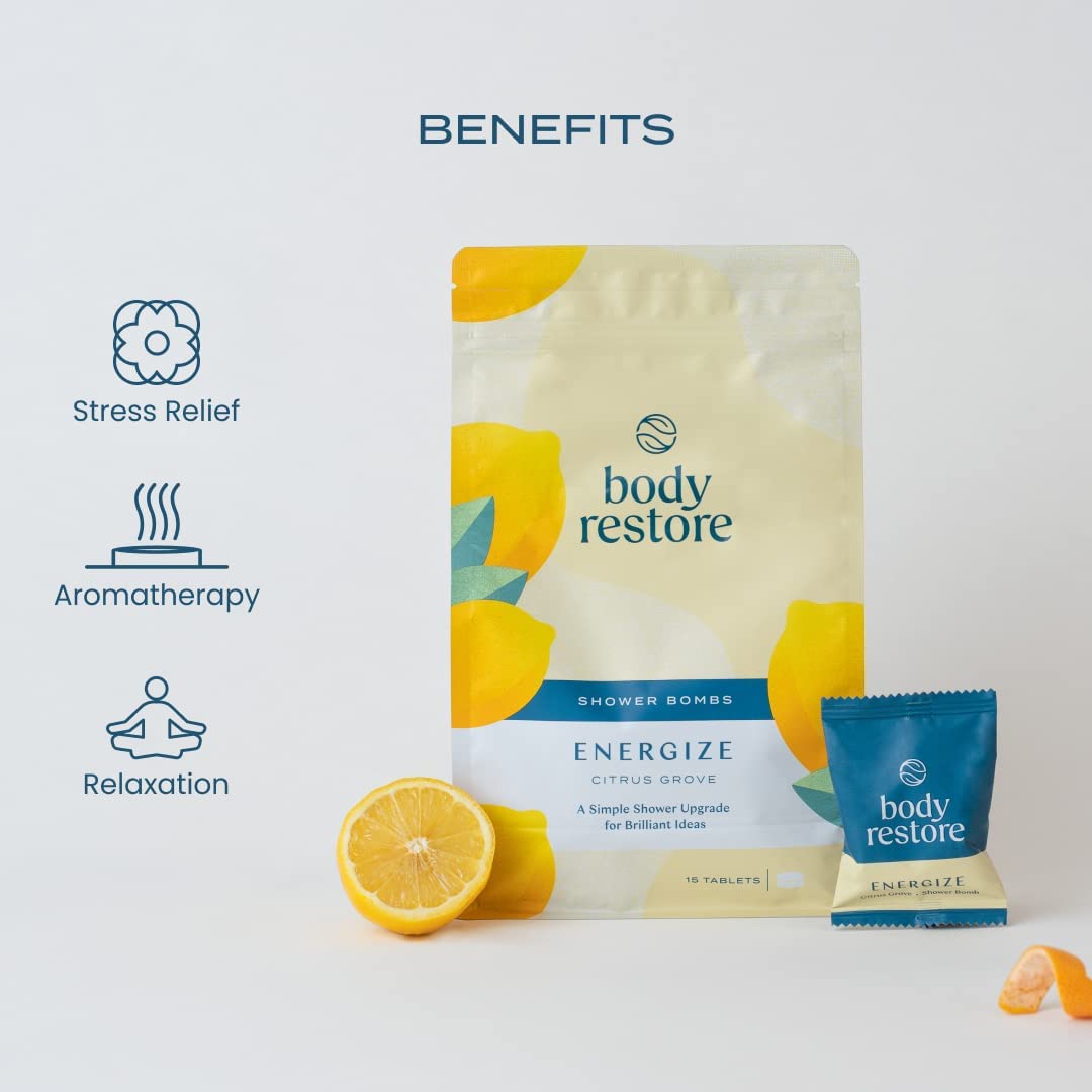 Body Restore Shower Steamers Aromatherapy Set - 15 Packs x 5 Scents (Eucalyptus, Citrus, Lavender, Rose, Tea Tree) with Essential Oils for Stress Relief - Perfect Gifts for Women & Men, Mom, Relaxing Bath Bombs for Spa-Like Shower Experience at Home