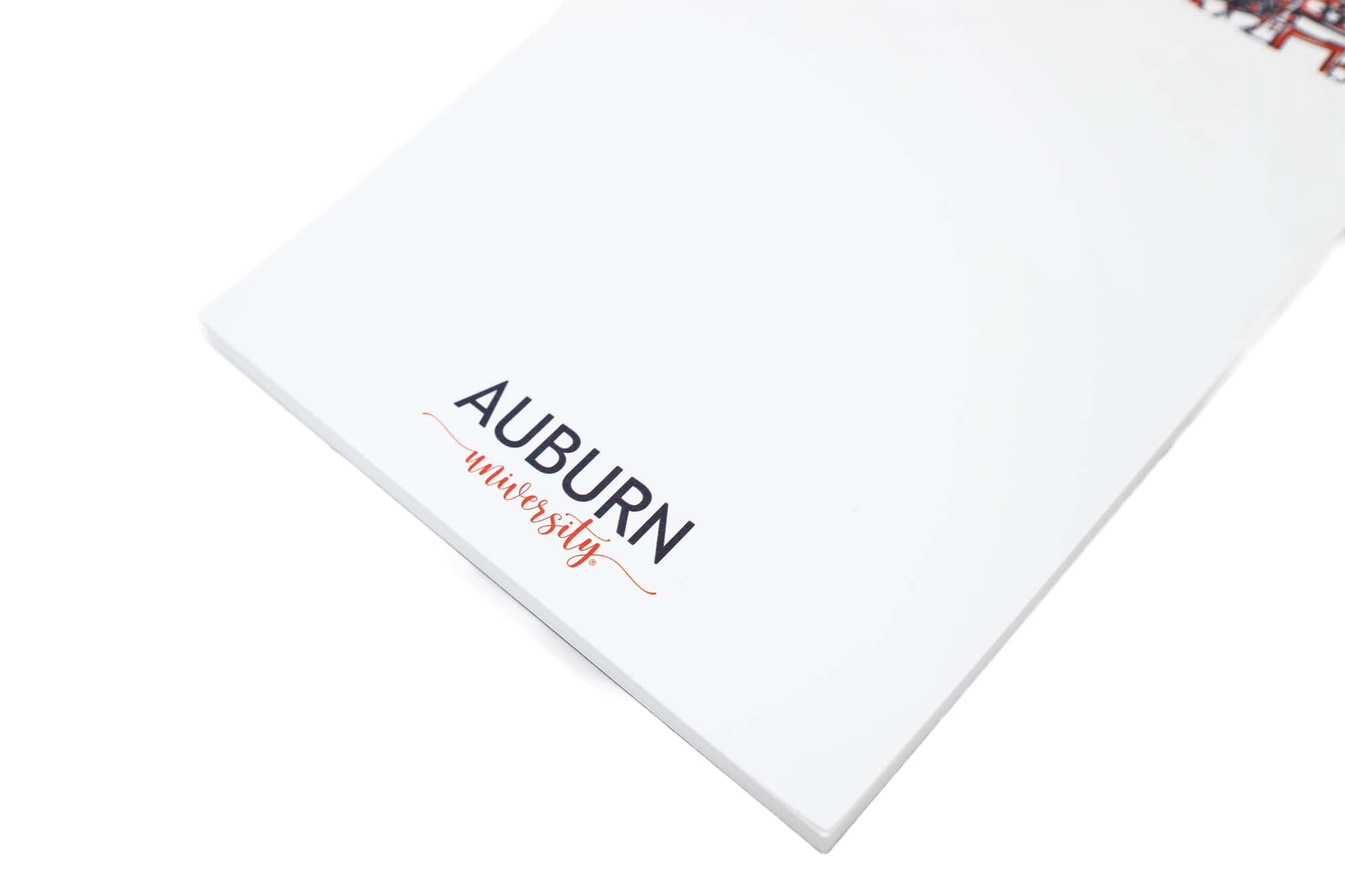 Auburn University Campus Skyline Notepad - 5.5” x 8.5” College Ruled Writing Paper Pad (50 Sheets) - Perfect for Students, Office & Journaling - Alabama Themed Stationery Gift
