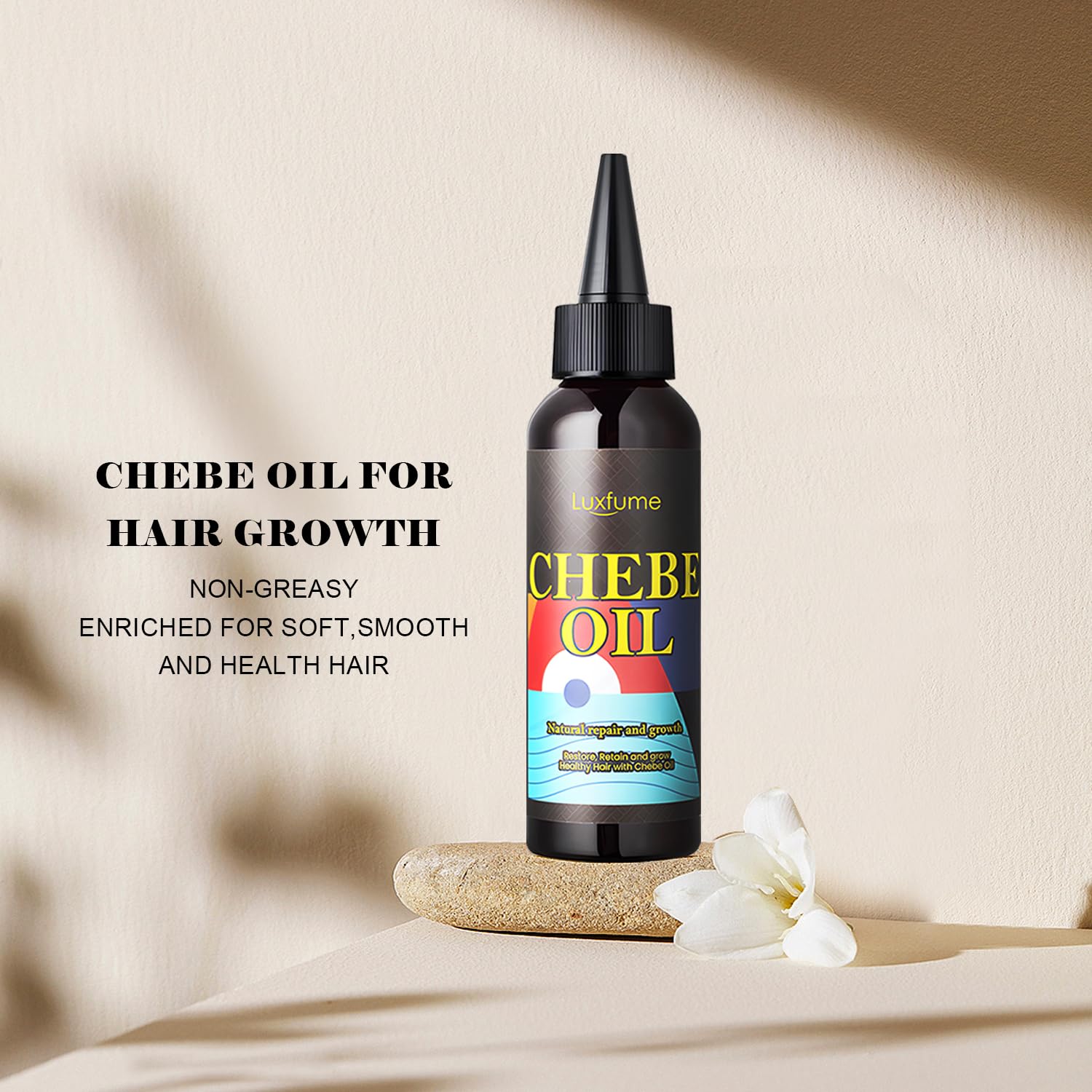 Chebe Hair Growth Oil with Chebe Powder - Natural Scalp Treatment for Thicker, Stronger & Longer Hair - Hair Thickening Products for Women & Men - Perfect for Daily Hair Care & Styling Routine