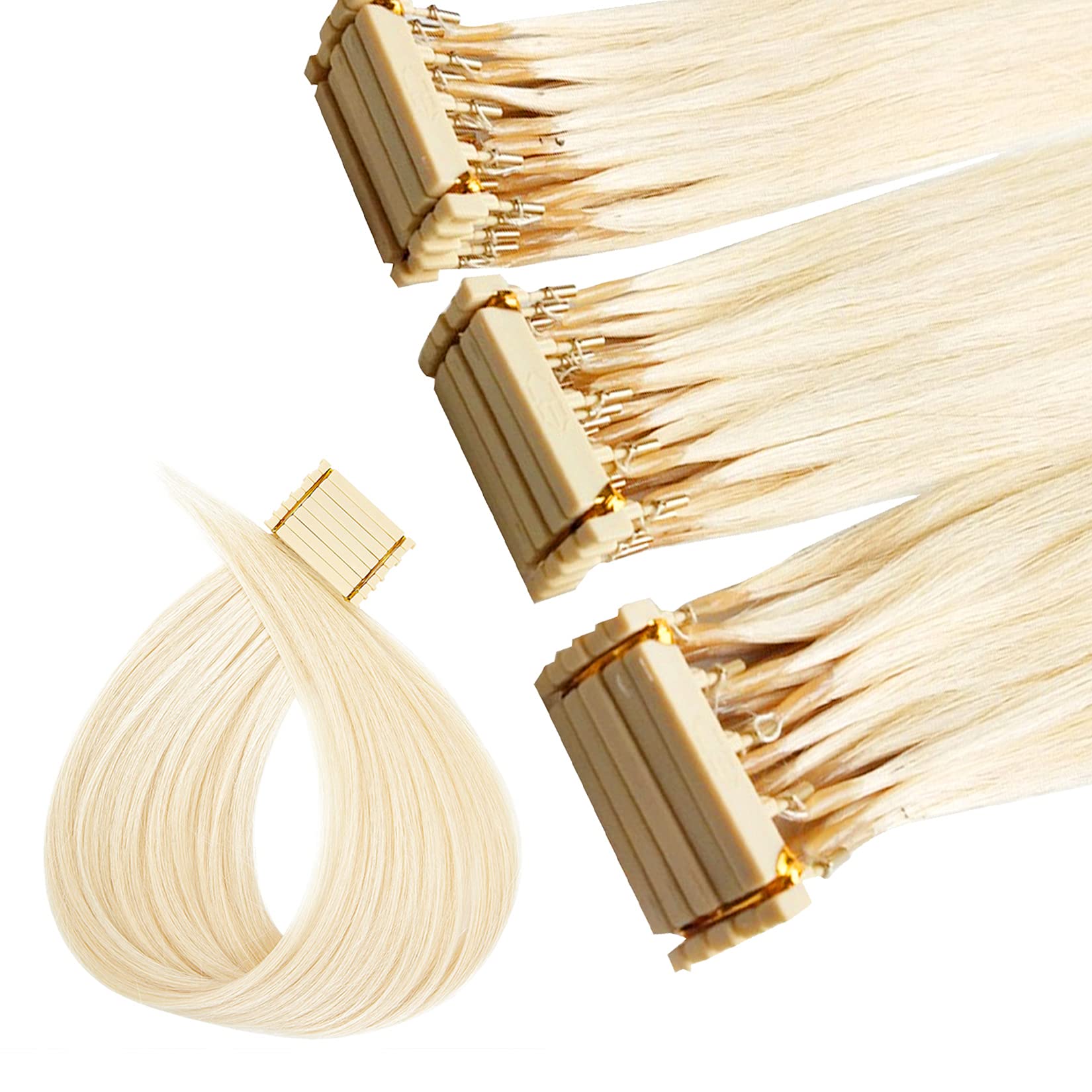 6D Human Hair Extensions 40G Blonde - 100% Brazilian Virgin Hair Wig Bundles #613 (10in/25cm) - Bleach & Dye Friendly, No Trace 6D Tip Extensions - Perfect for Styling, Volume Boost & Everyday Wear - Great for Parties, Weddings & Special Occasions