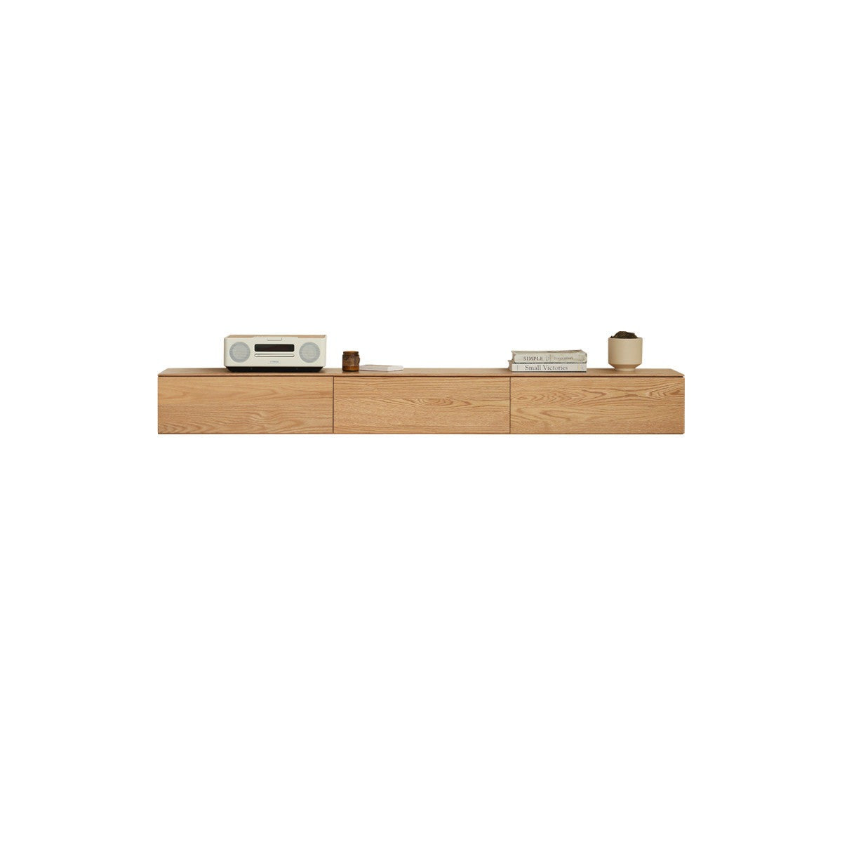 Solid Oak & Black Walnut Wood Floating TV Stand - Modern Wall Mounted Entertainment Center for Living Room, Bedroom & Home Theater