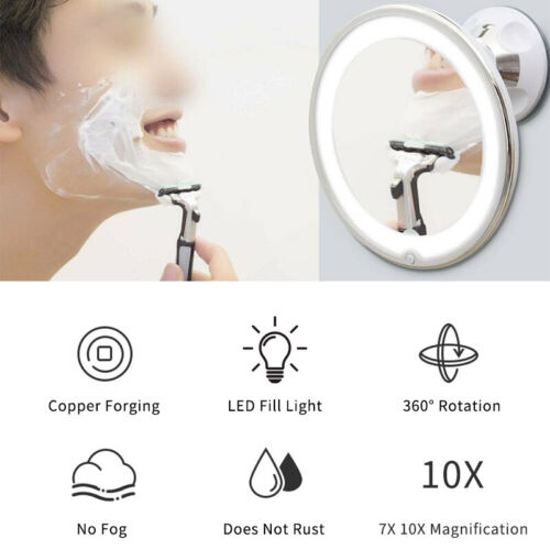 10x Magnifying LED Makeup Mirror with Adjustable Brightness - 360° Swivel Design for Bathroom, Vanity & Travel | Perfect for Makeup, Skincare & Grooming