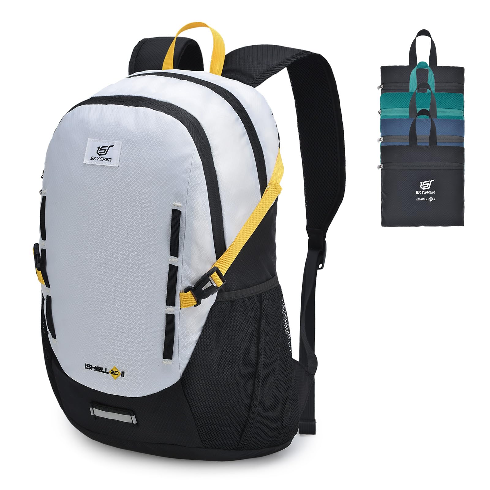 SKYSPER 20L Lightweight Hiking Backpack - Water Resistant Packable Travel Backpack for Women & Men, Perfect for Day Hikes, Camping & Outdoor Adventures (Black/White)