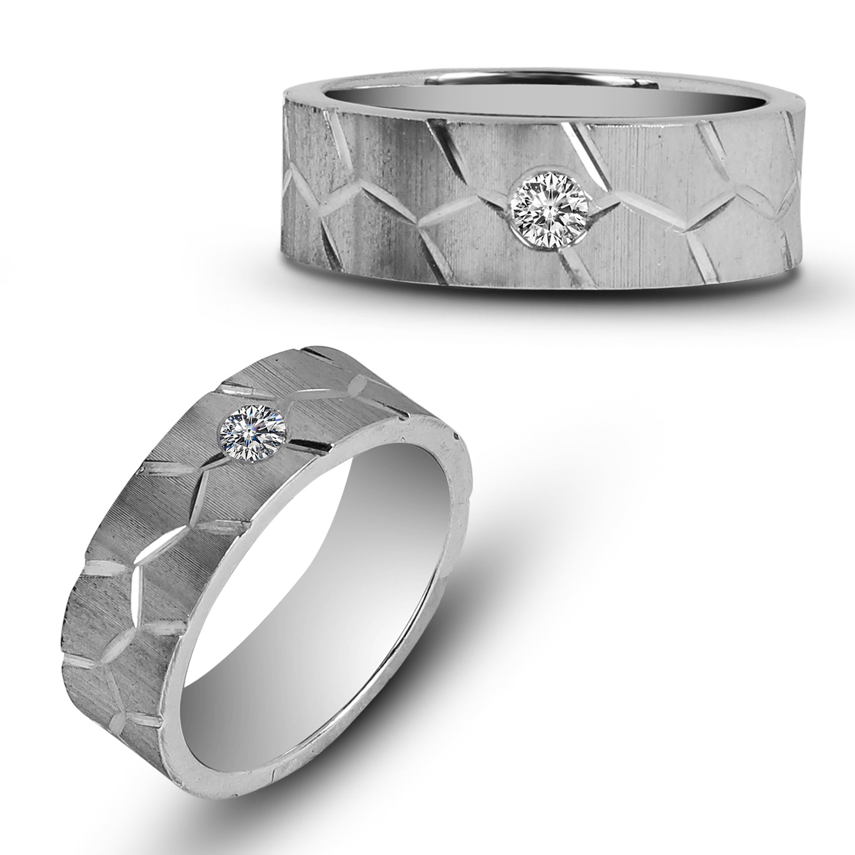 Men's Diamond Wedding Band Ring - 14K White Gold GBD018 for Engagement, Anniversary & Special Occasions