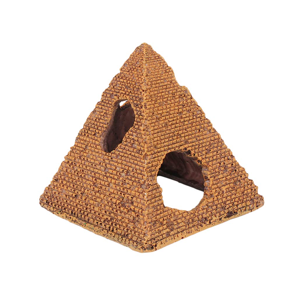 Egyptian Pyramid Resin Aquarium Decoration - Artificial Reptile & Shrimp Habitat for Fish Tank, Party & Home Decor (Medium Size) - Perfect for Themed Aquariums, Reptile Tanks & Egyptian Decor Parties