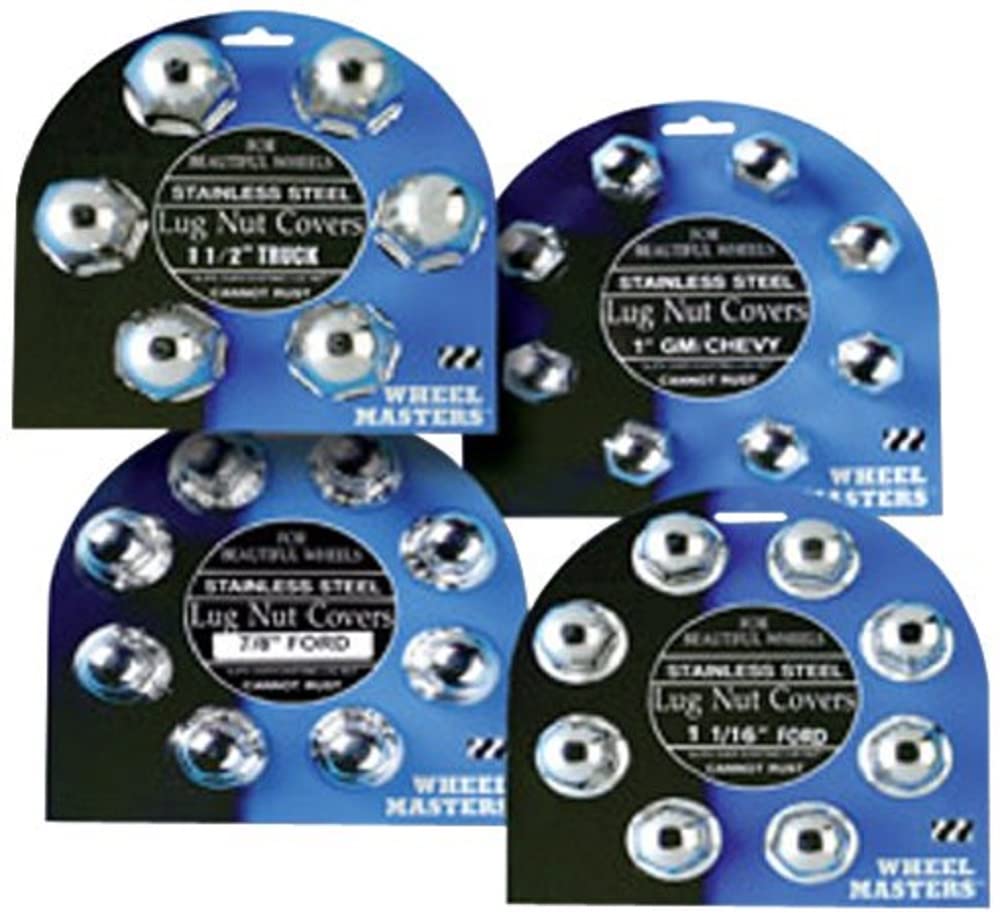 WheelMaster 8012 1.5 Inch Stainless Steel Lug Nut Covers (6-Pack) - Rustproof Wheel Accessories for Trucks, SUVs & Trailers