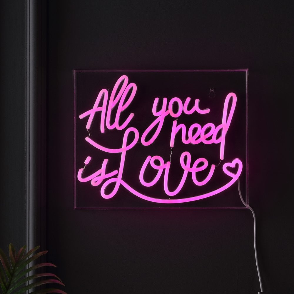 All You Need Is Love LED Neon Sign - USB Powered Acrylic Light Box for Home Decor, Bedroom, Bar, Wedding & Party Lighting - Contemporary Glam Wall Art Gift