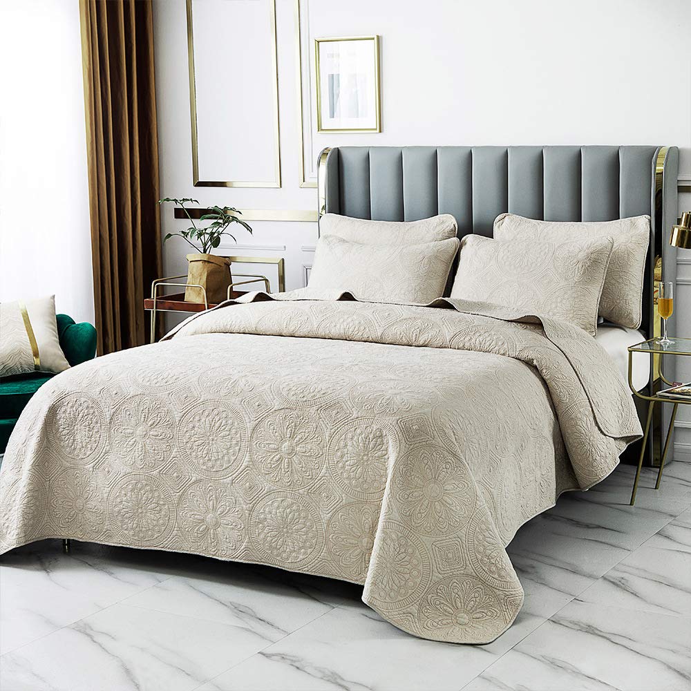 Brandream 6PC King Cotton Quilt Set - Farmhouse Bedding for Cozy Comfort
