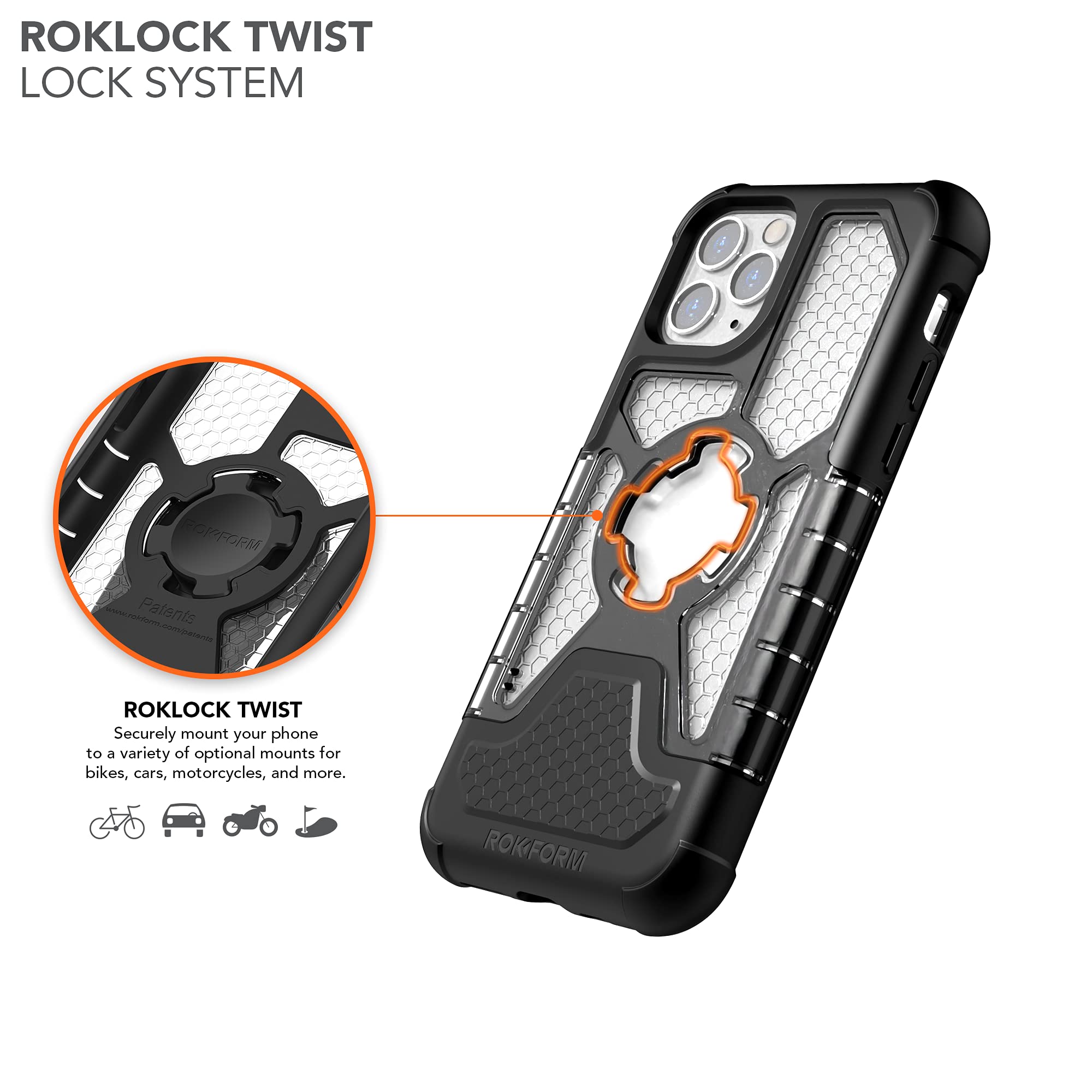 Rokform Crystal Clear Case for iPhone 11 Pro with Secure Motorcycle Phone Mount - Perfect for Biking, Commuting & Outdoor Adventures